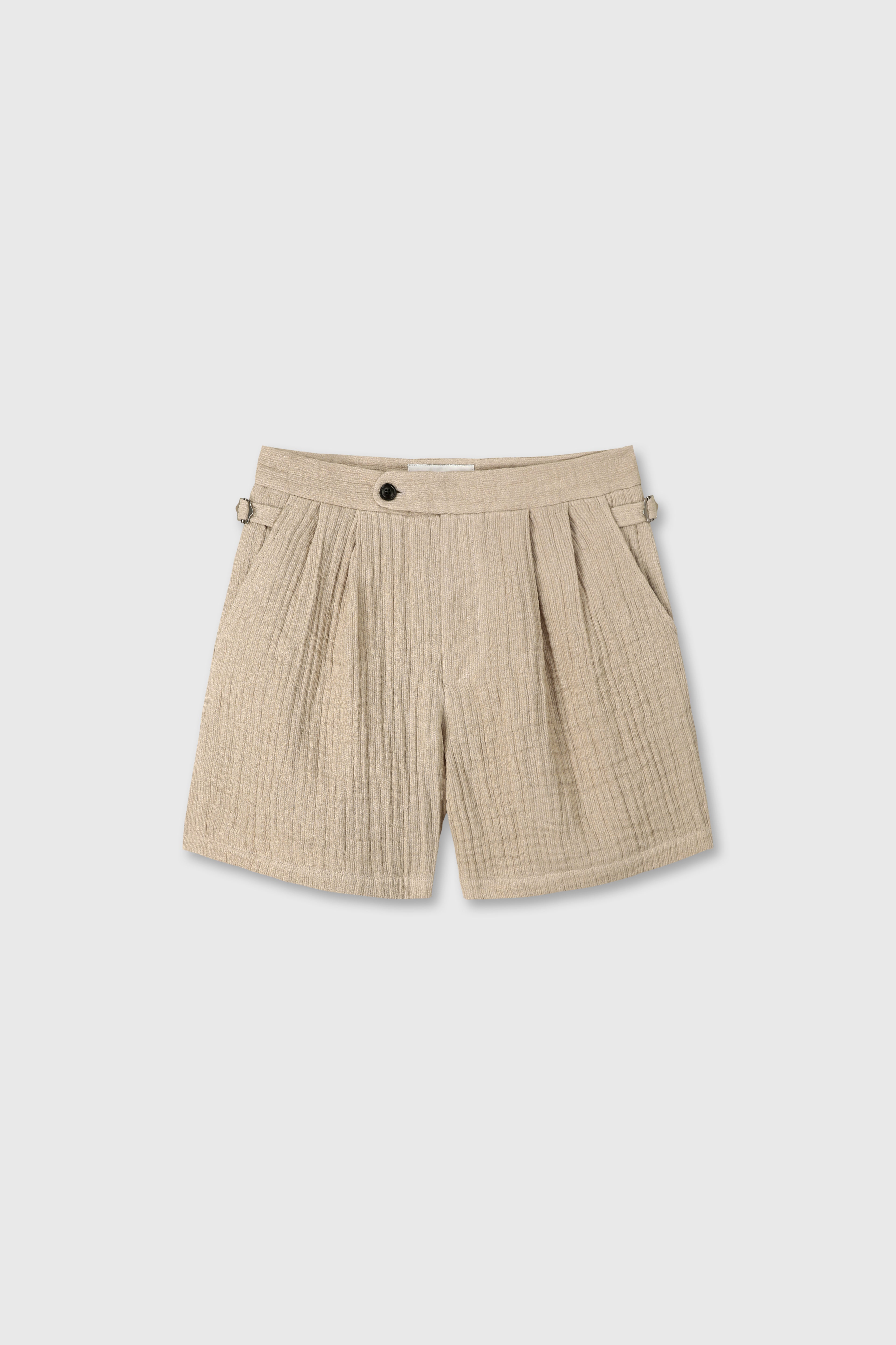 DOUBLE WEAVE LINEN SHORT_ FRENCH BEIGE