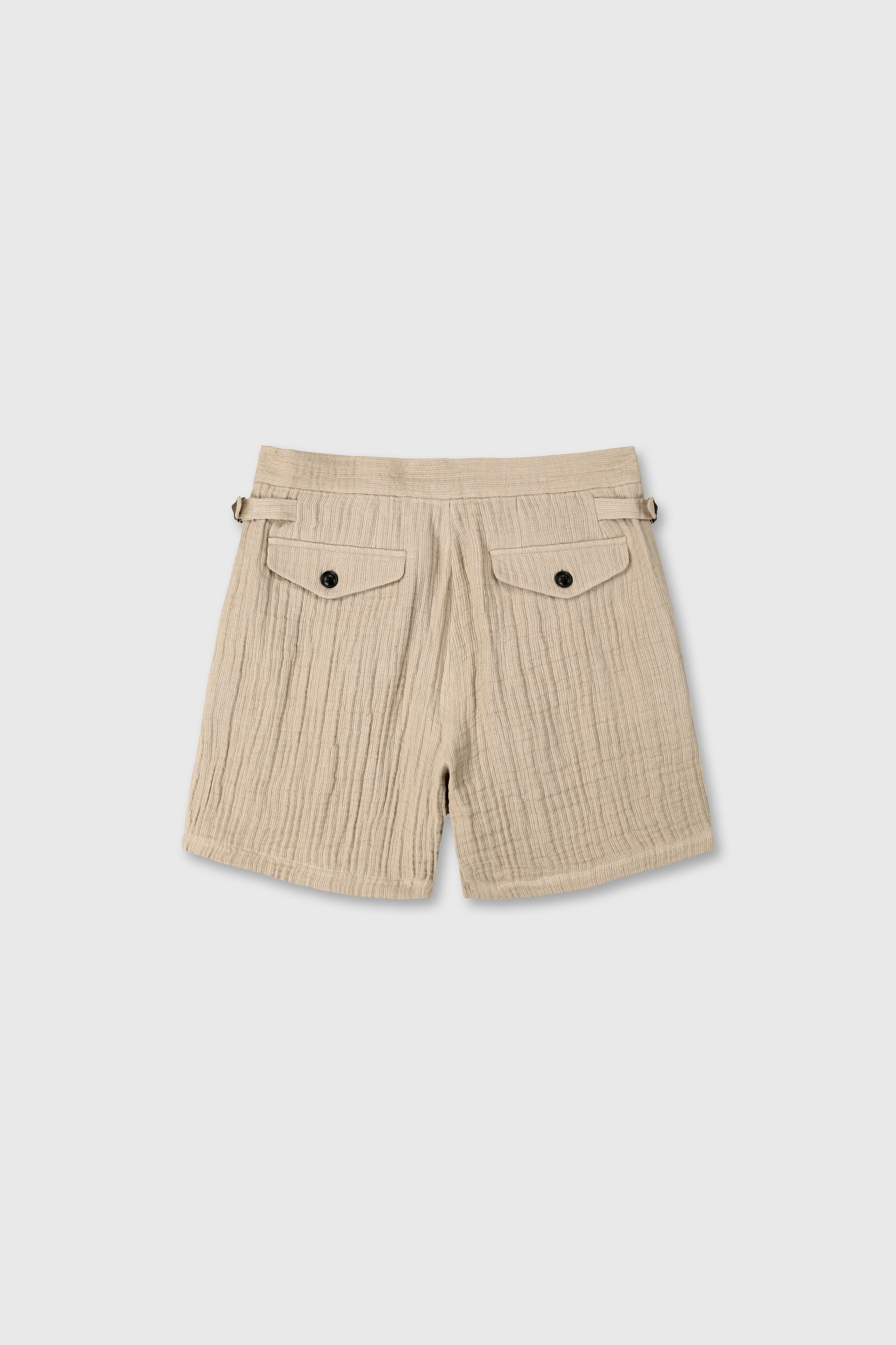 DOUBLE WEAVE LINEN SHORT_ FRENCH BEIGE