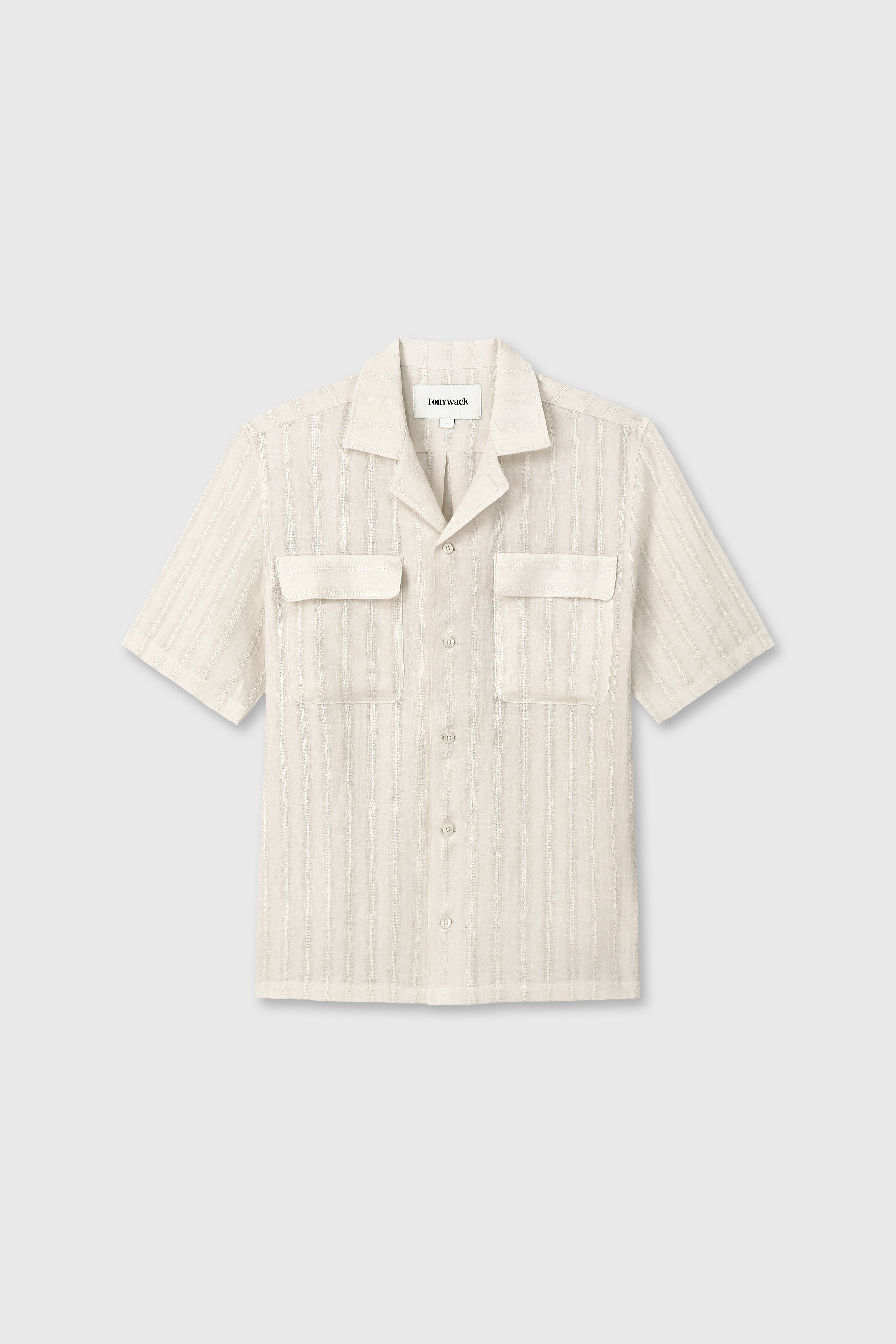 FRENCH LINEN CROCHED SHIRT_ LIGHT BEIGE