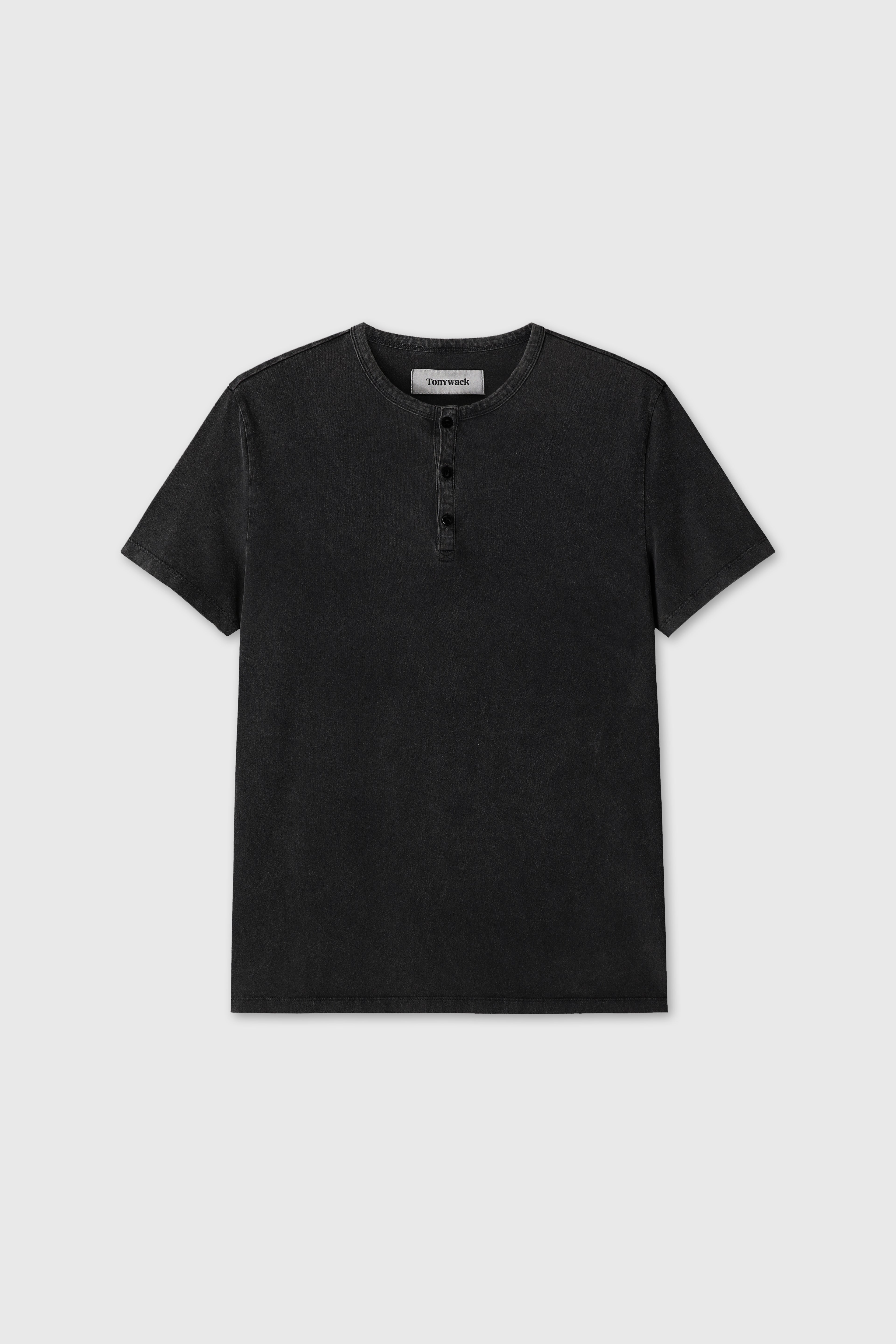 (2026.06.09 Open) GARMENT DYED HENLEY NECK TOP_ VINTAGE BLACK
