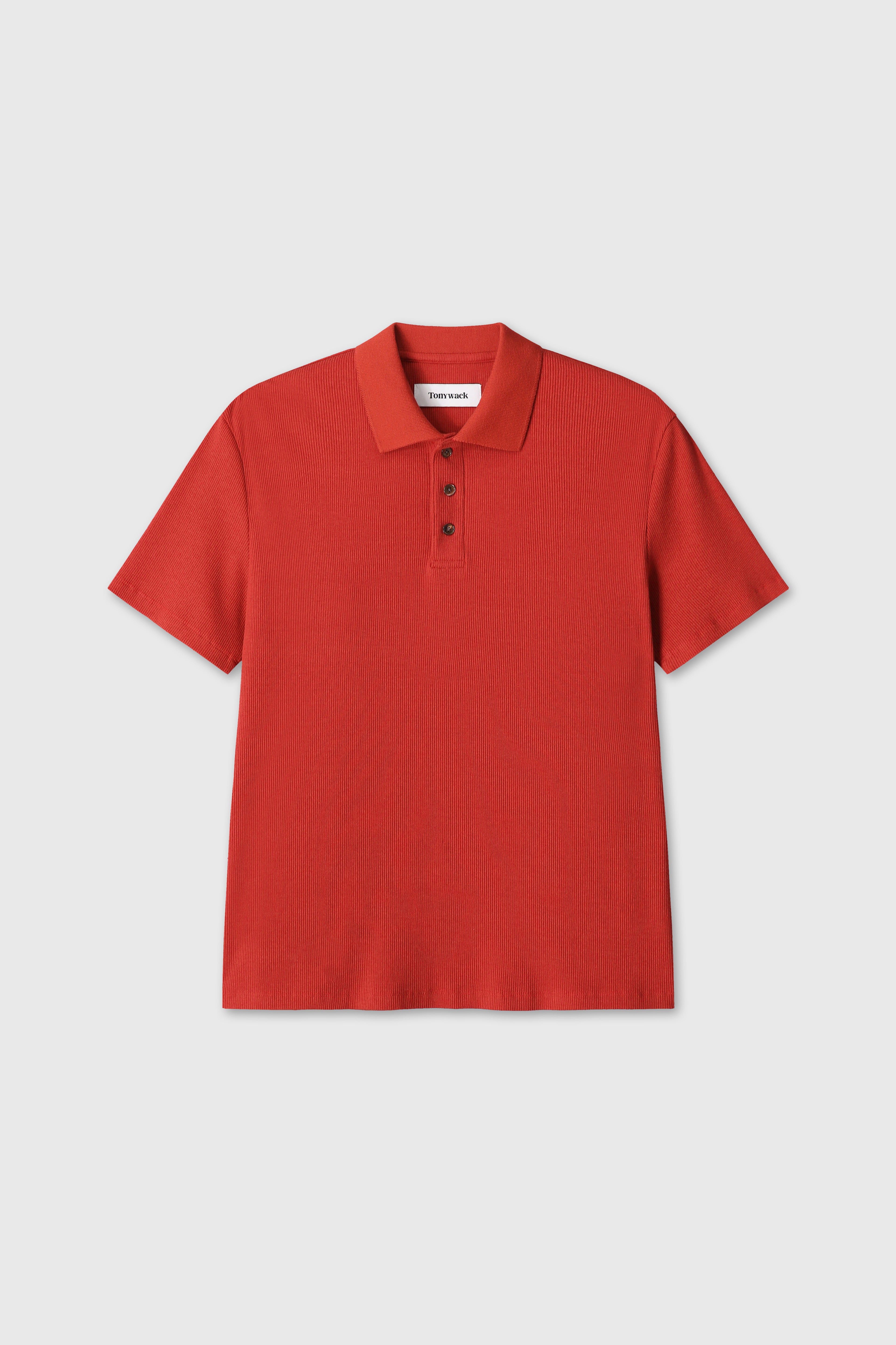 (2026/06/09 Open) SOFT RIBBED POLO SHIRT_ DARK RED