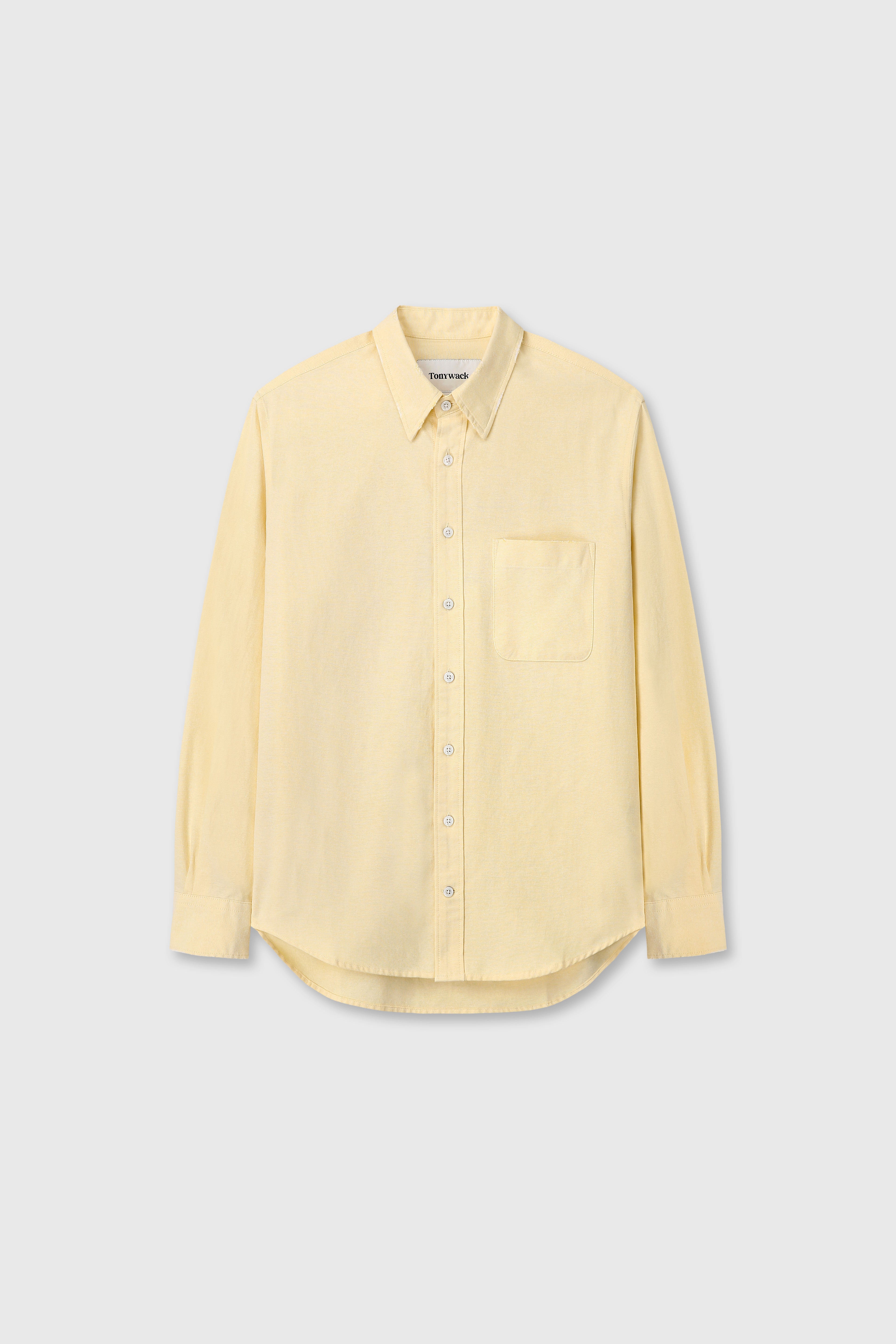 COTTON LYOCELL DISTRESSED OXFORD SHIRT_ PALE YELLOW