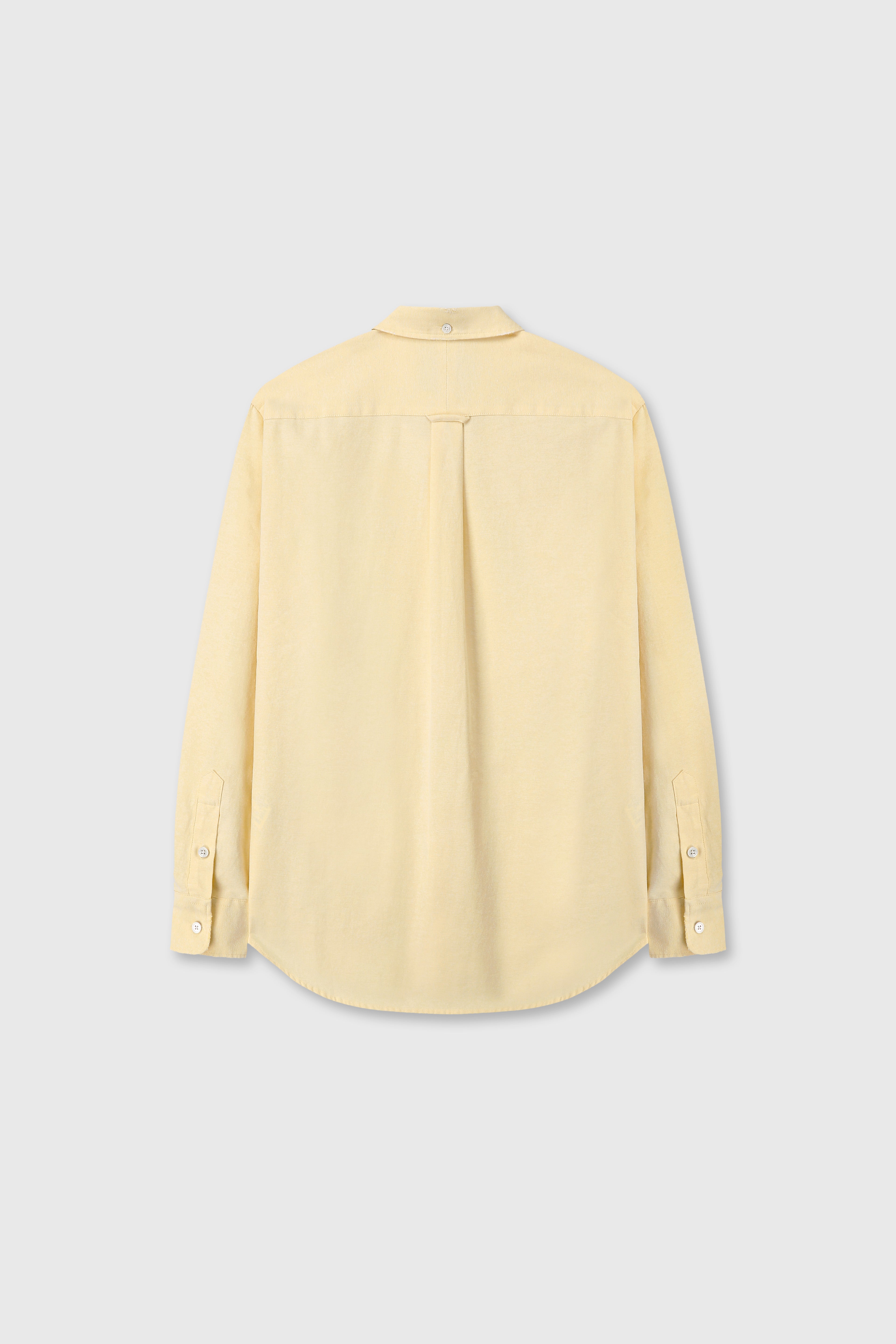 COTTON LYOCELL DISTRESSED OXFORD SHIRT_ PALE YELLOW