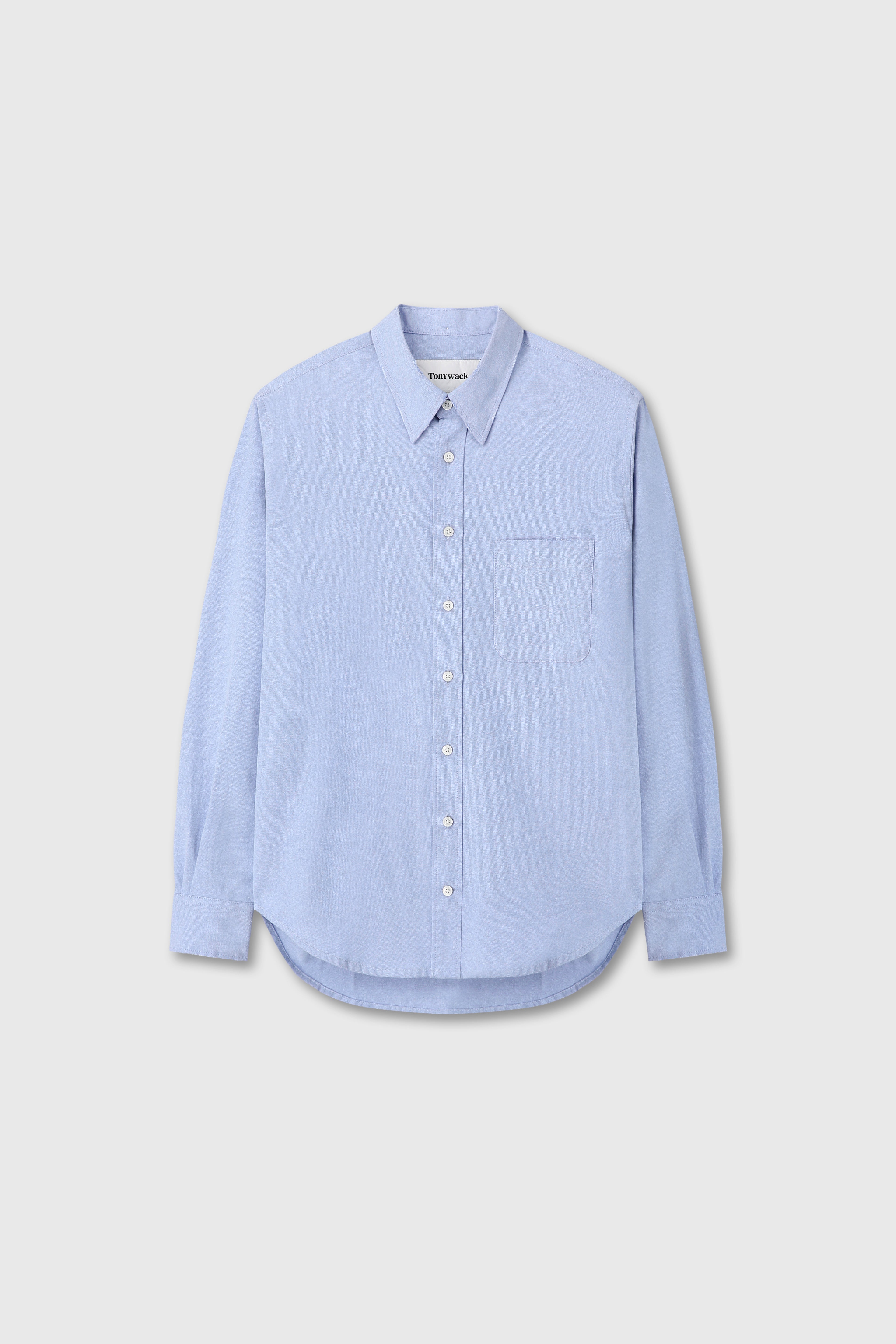 COTTON LYOCELL DISTRESSED OXFORD SHIRT_ SKY BLUE