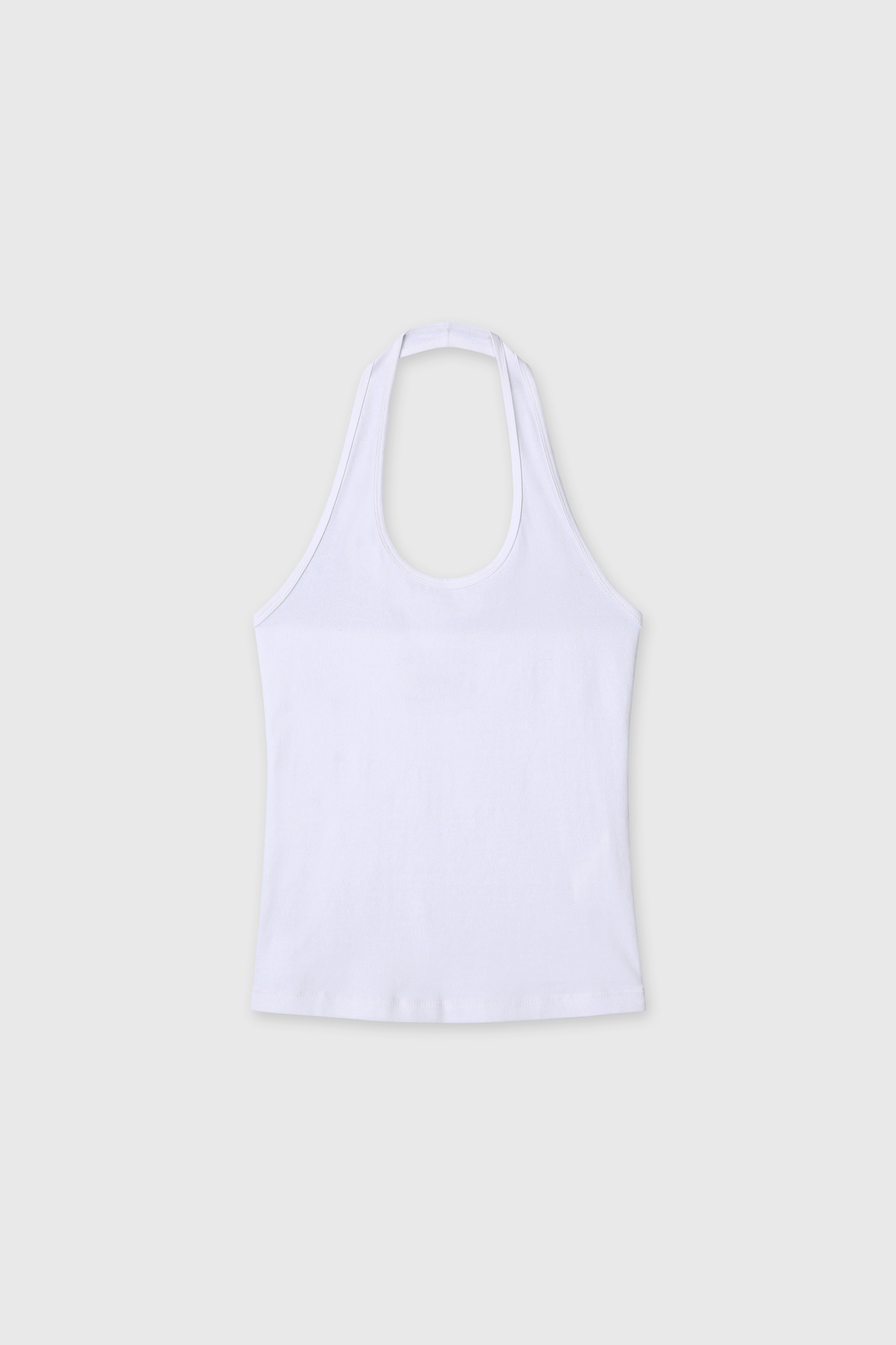 (W) HALTER-NECK SLEEVELESS TOP_ OFF WHITE