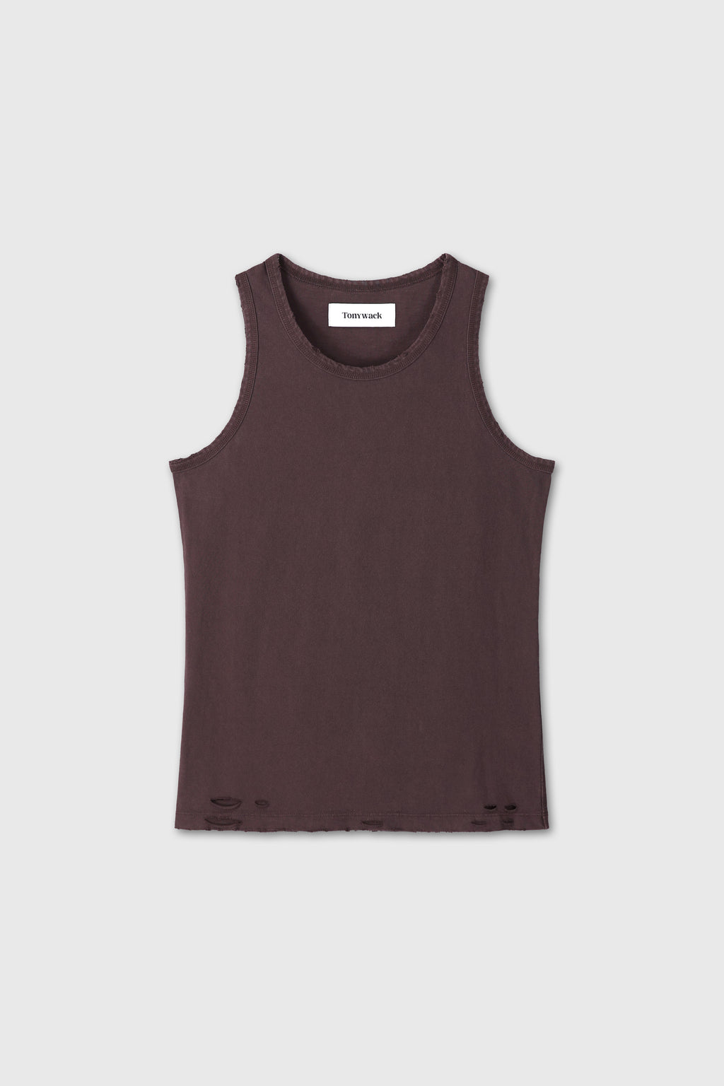 (W) HAND-DISTRESSED REGURAL TANK TOP_ BURNT MARRON