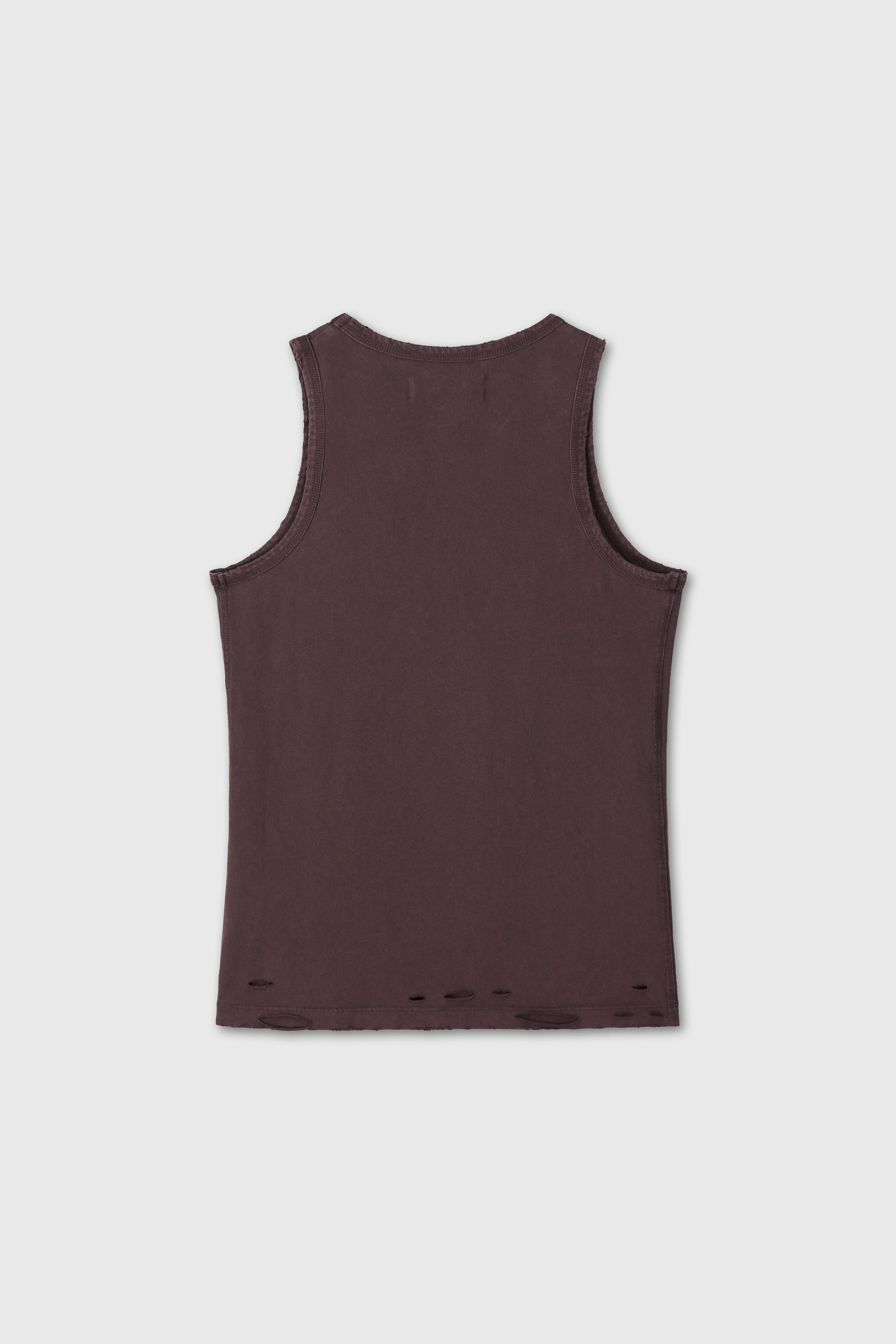 (W) HAND-DISTRESSED REGURAL TANK TOP_ BURNT MARRON