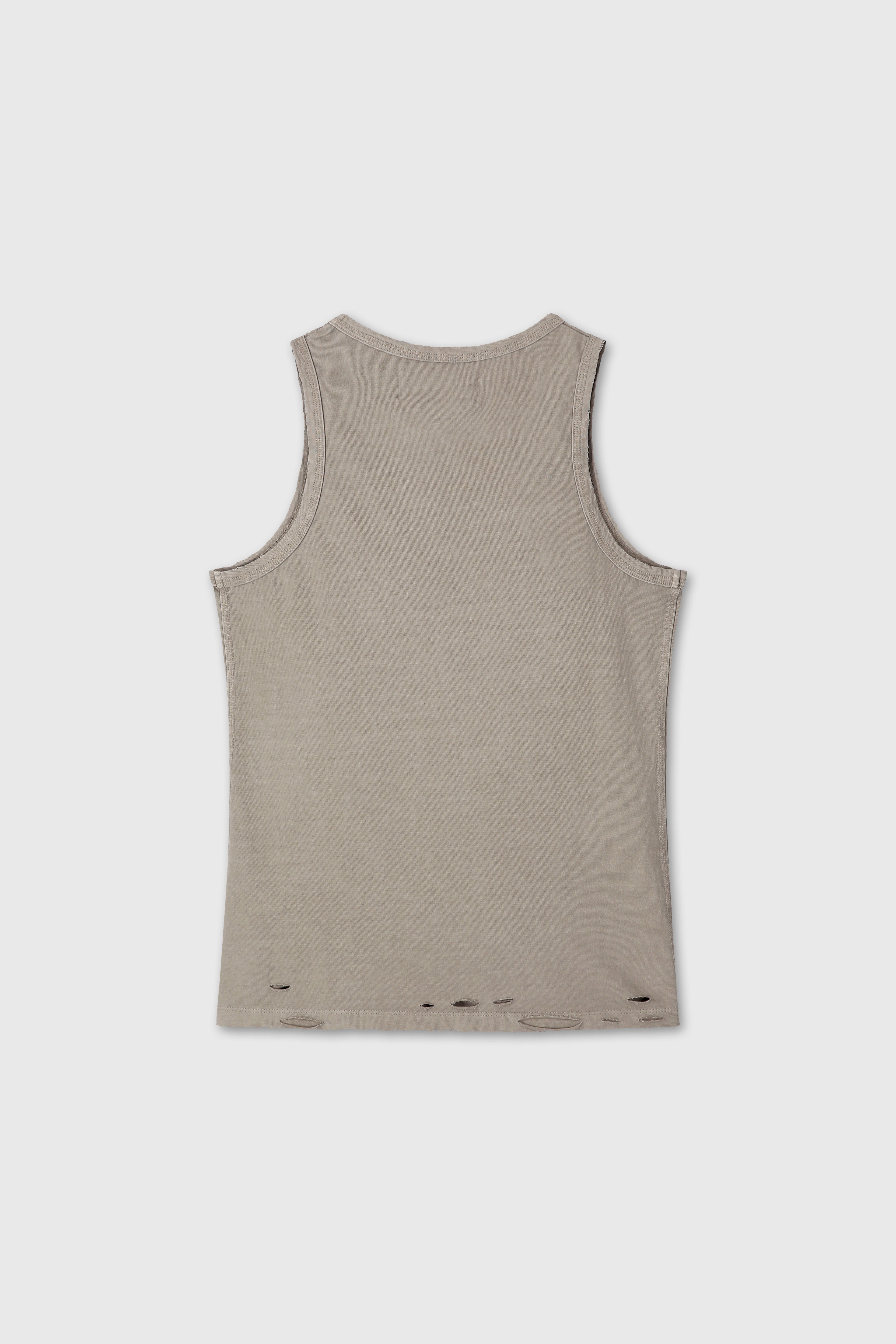 (W) HAND-DISTRESSED REGURAL TANK TOP_ PALE OLIVE