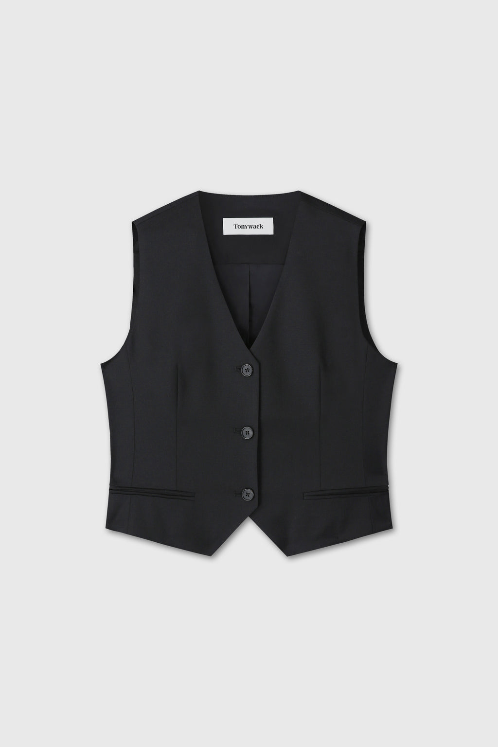 (W) WOOL TAILORED VEST_ BLACK