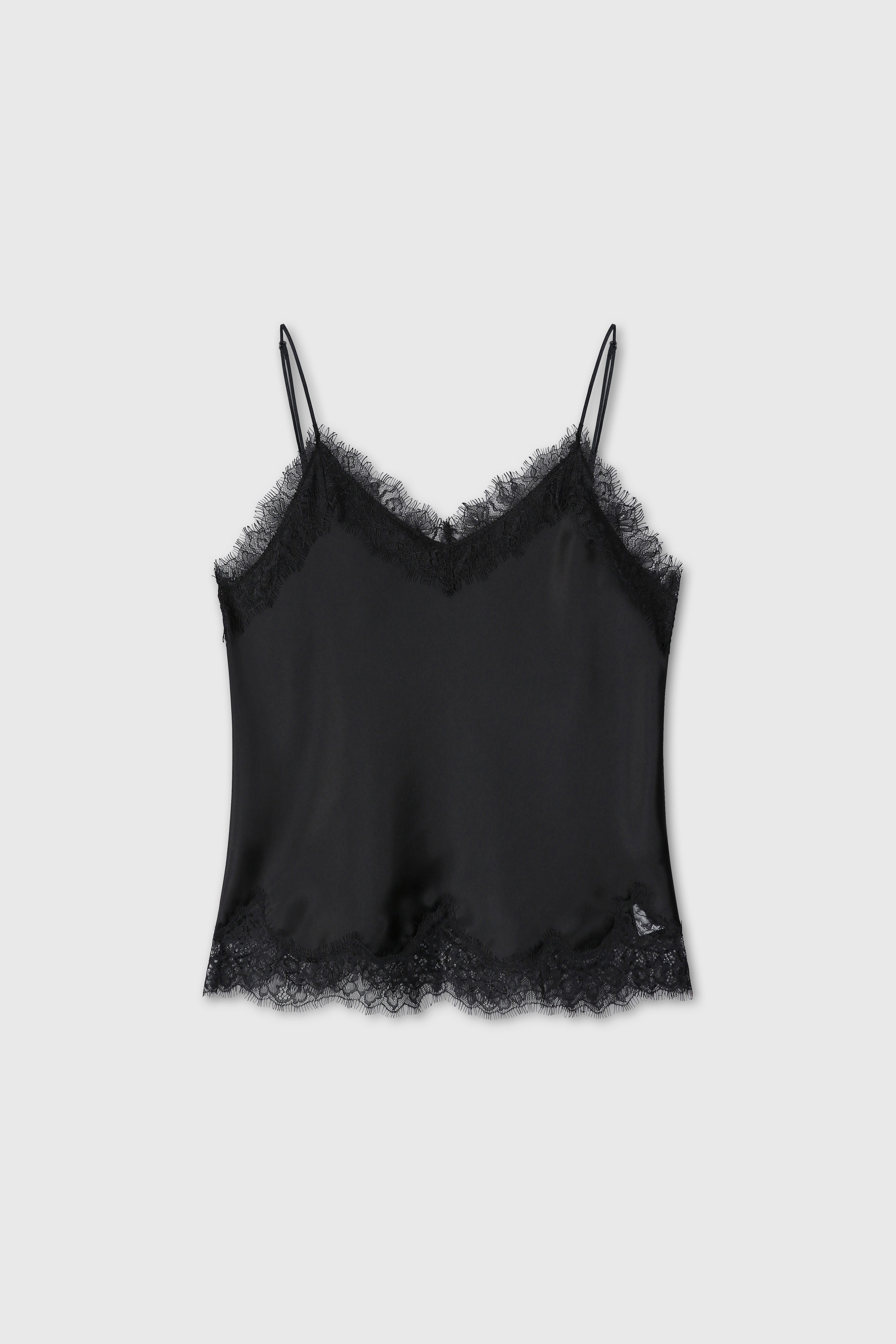(W) SATIN LACE CAMISOLE_ BLACK