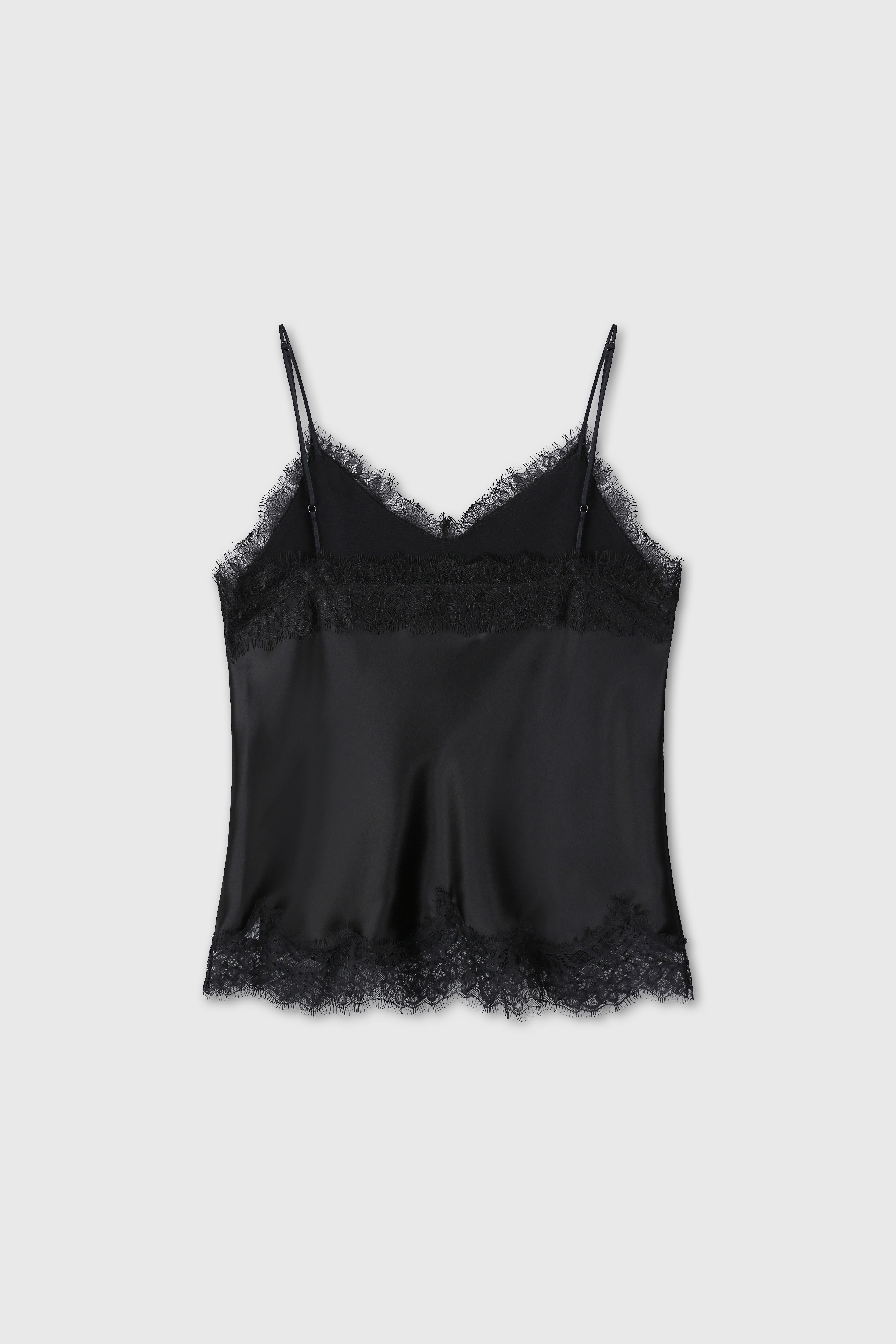 (W) SATIN LACE CAMISOLE_ BLACK
