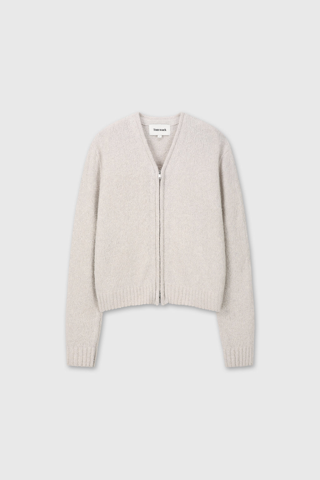 BABY ALPACA BRUSHED ZIP CARDIGAN_ ECRU