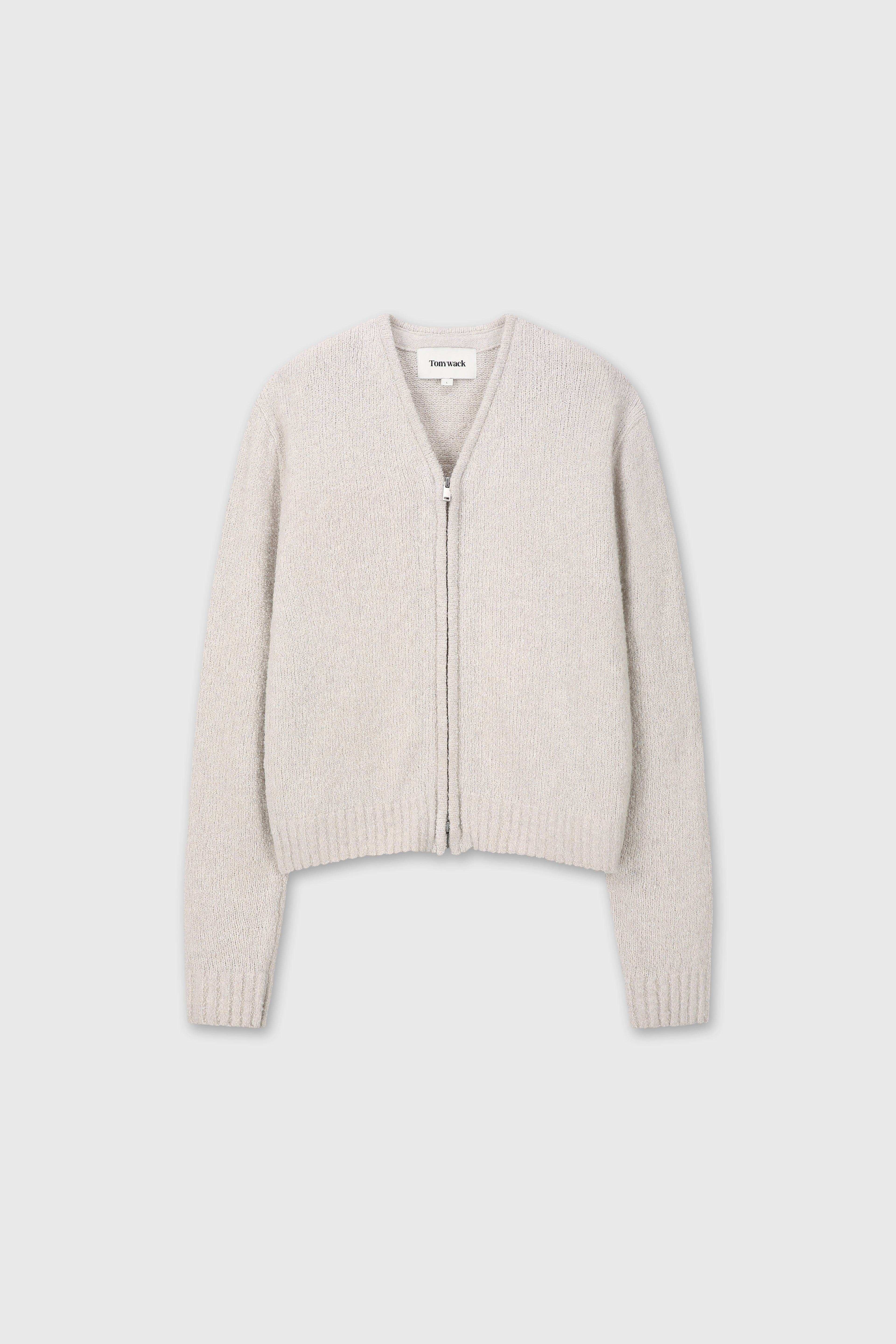 BABY ALPACA BRUSHED ZIP CARDIGAN_ ECRU