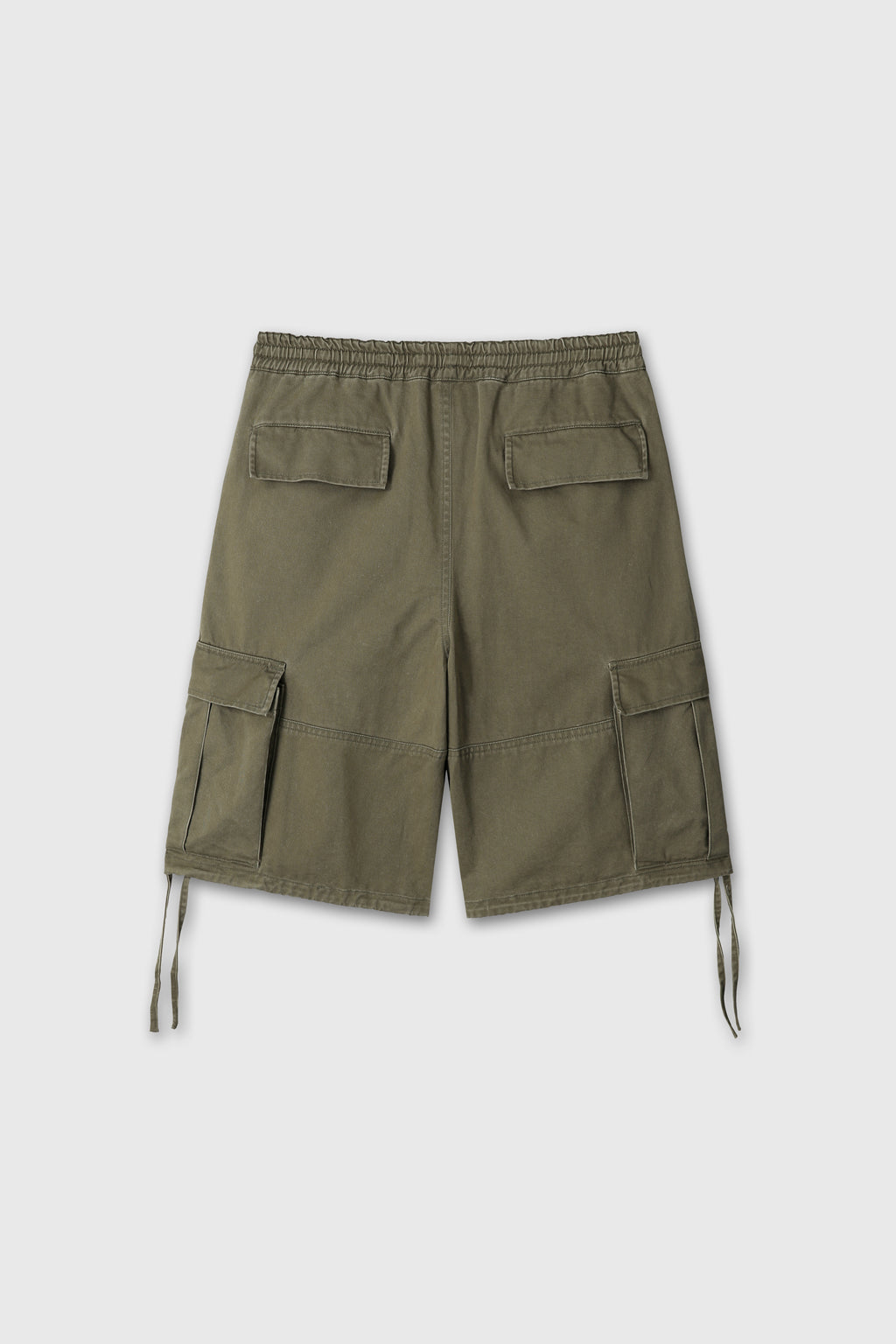 (W) GARMENT-WASHED CARGO SHORTS_ OLIVE