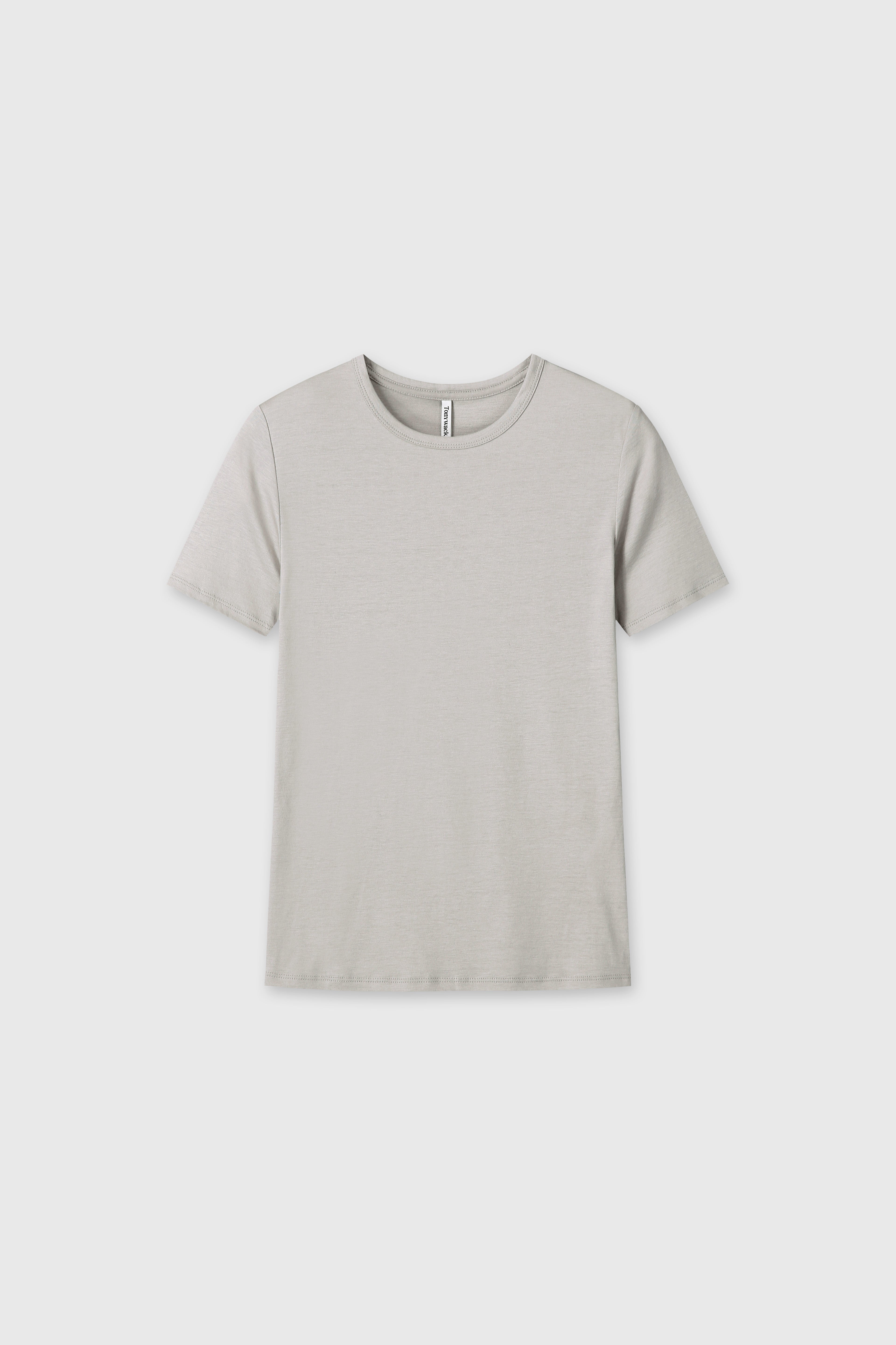 (W) TENCEL SHORT SLEEVE T-SHIRT_ LIGHT GREY