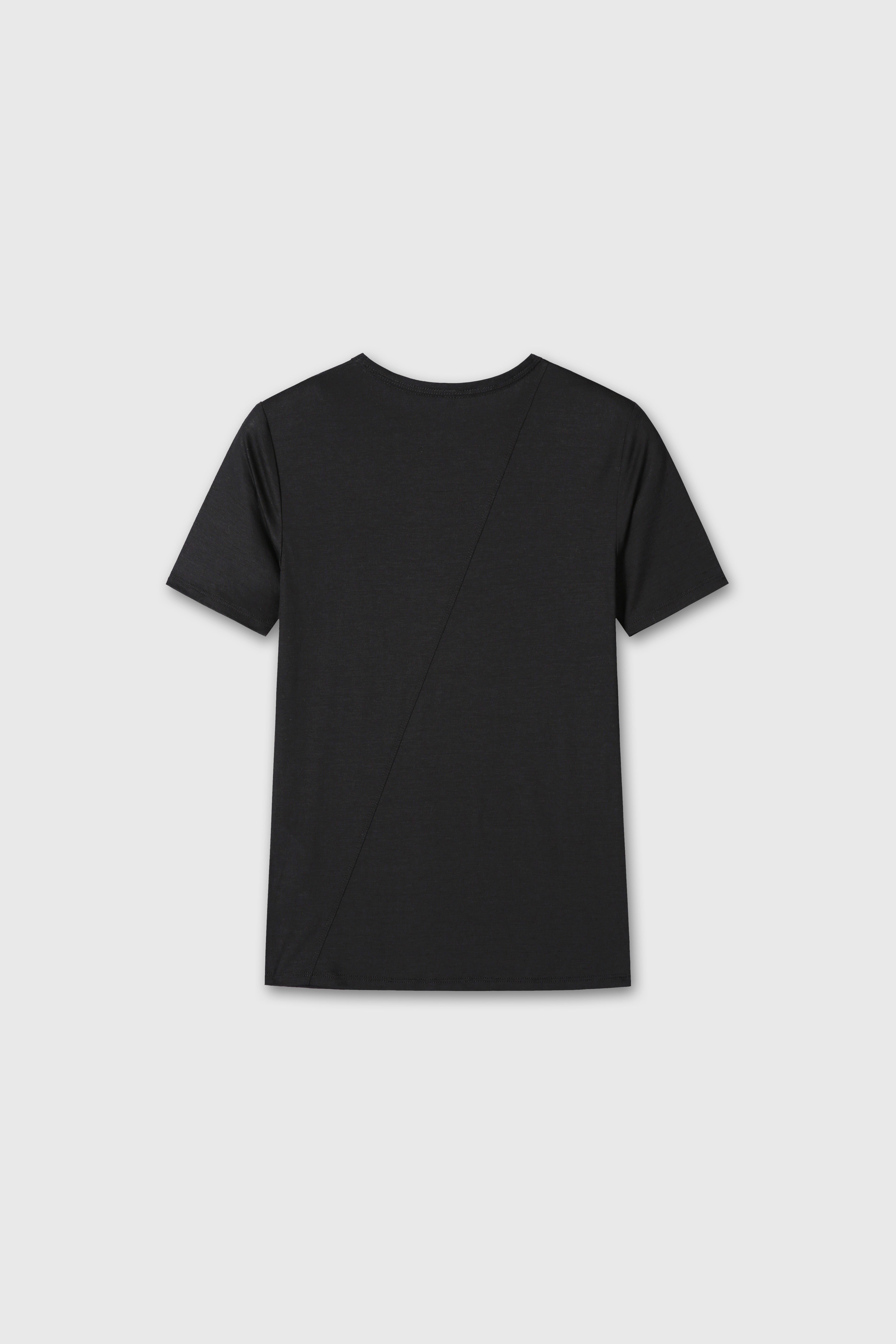 (W) TENCEL SHORT SLEEVE T-SHIRT_ BLACK