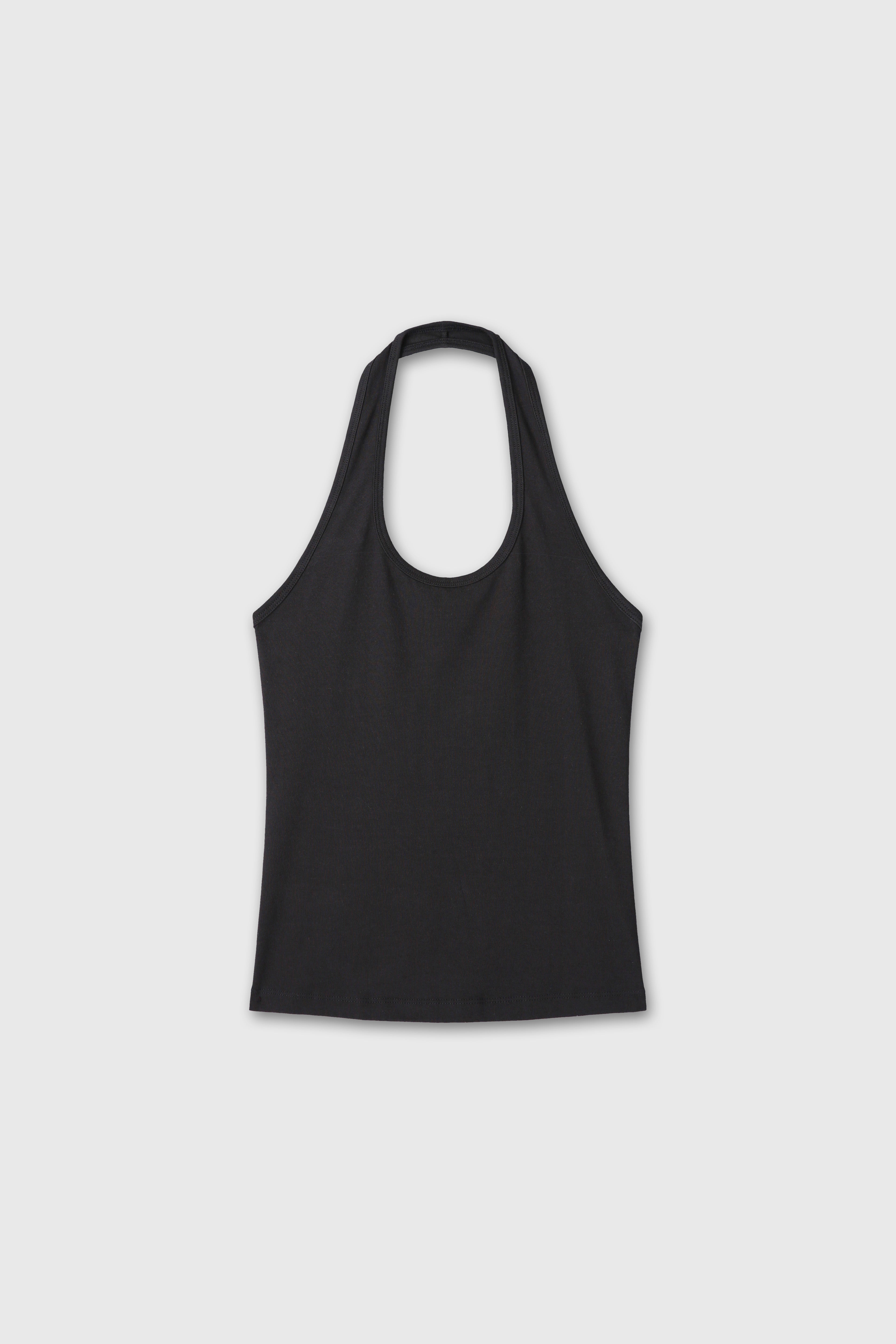 (W) HALTER-NECK SLEEVELESS TOP_ BLACK