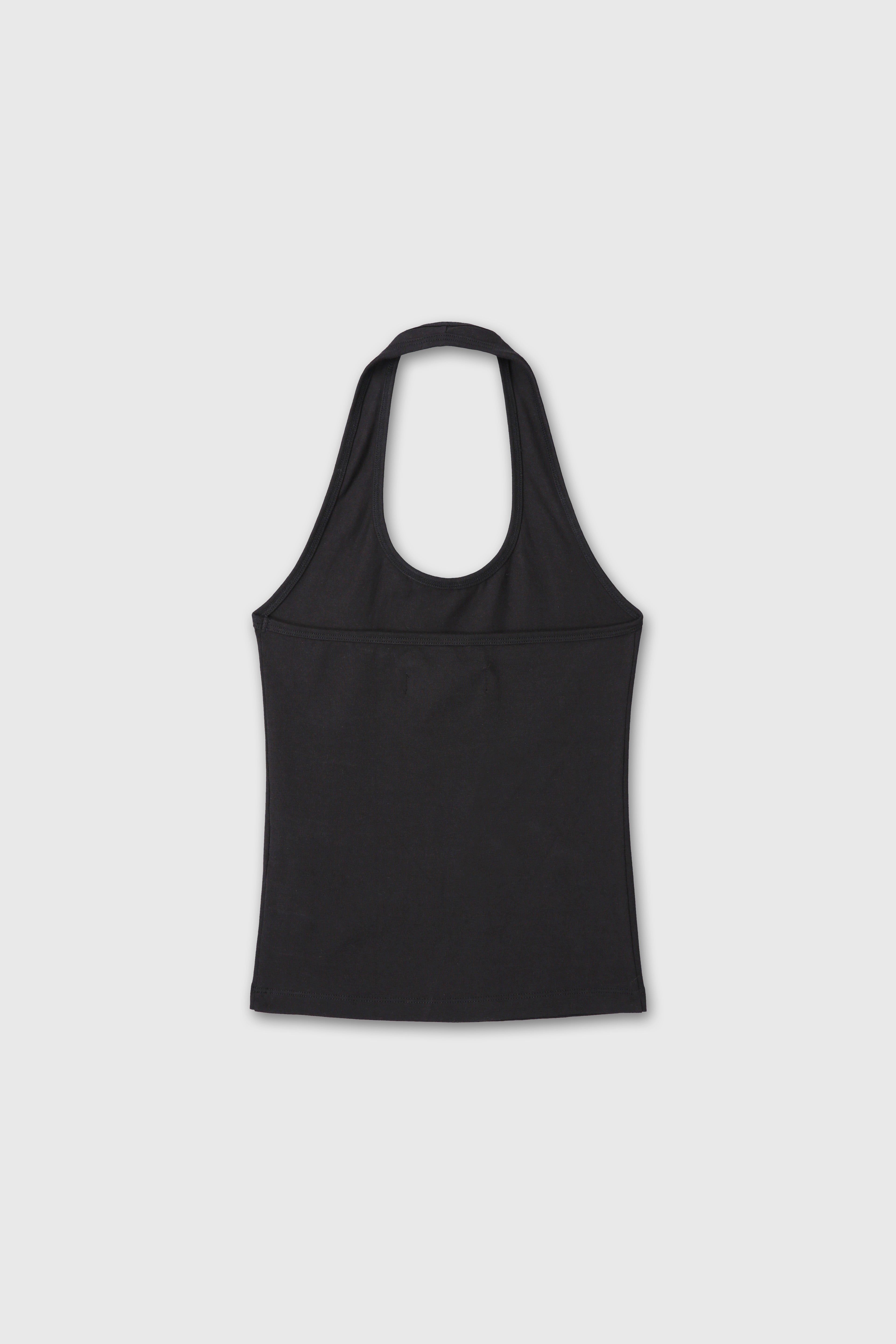 (W) HALTER-NECK SLEEVELESS TOP_ BLACK