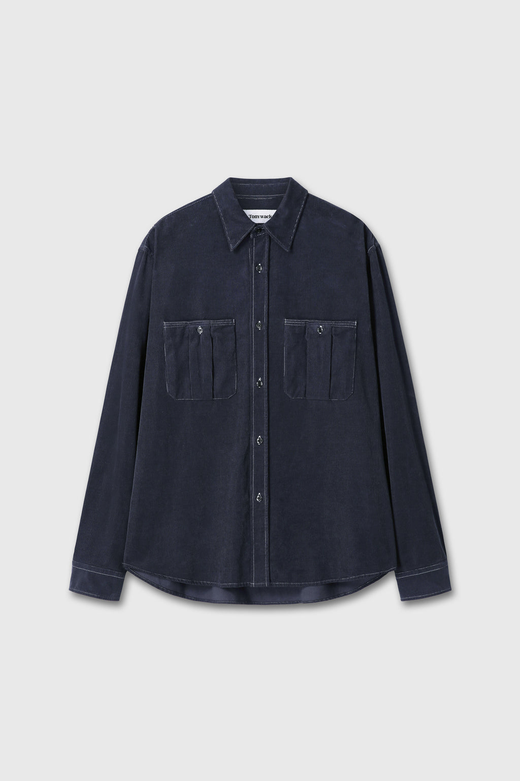 GARMENT-DYED CORDUROY DOUBLE POCKET SHIRT_ NAVY