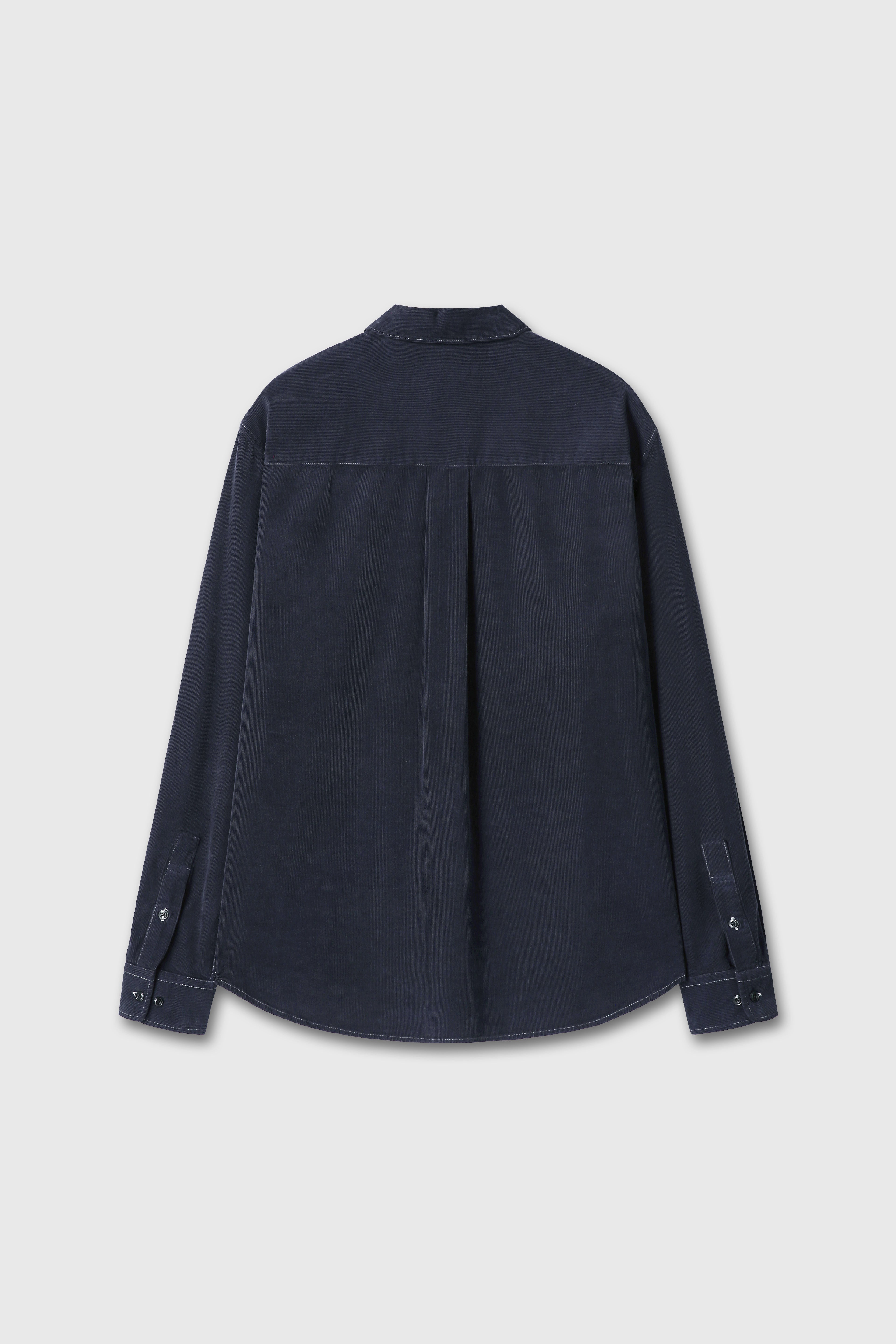 GARMENT-DYED CORDUROY DOUBLE POCKET SHIRT_ NAVY