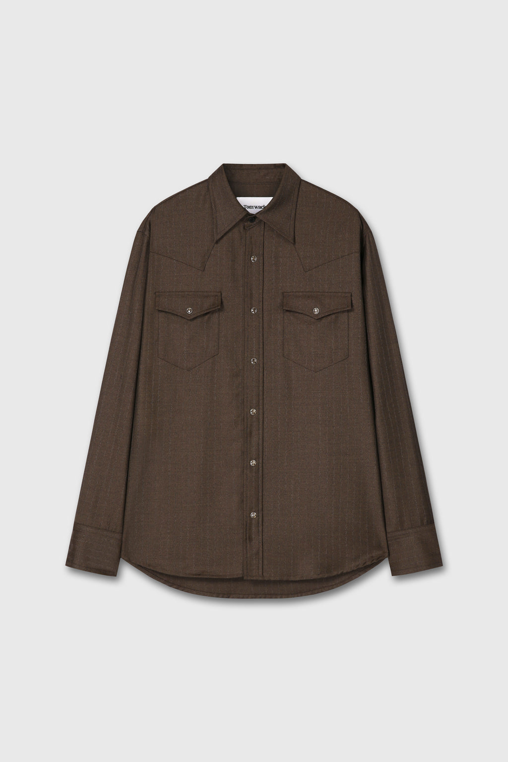 STRIPED WOOL WESTERN SHIRT_ SEPIA BROWN