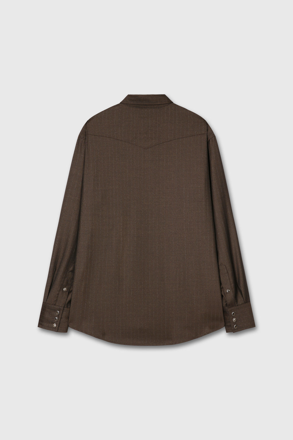 STRIPED WOOL WESTERN SHIRT_ SEPIA BROWN