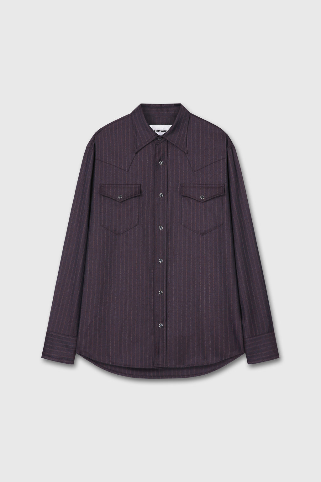 STRIPED WOOL WESTERN SHIRT_ DARK BURGUNDY