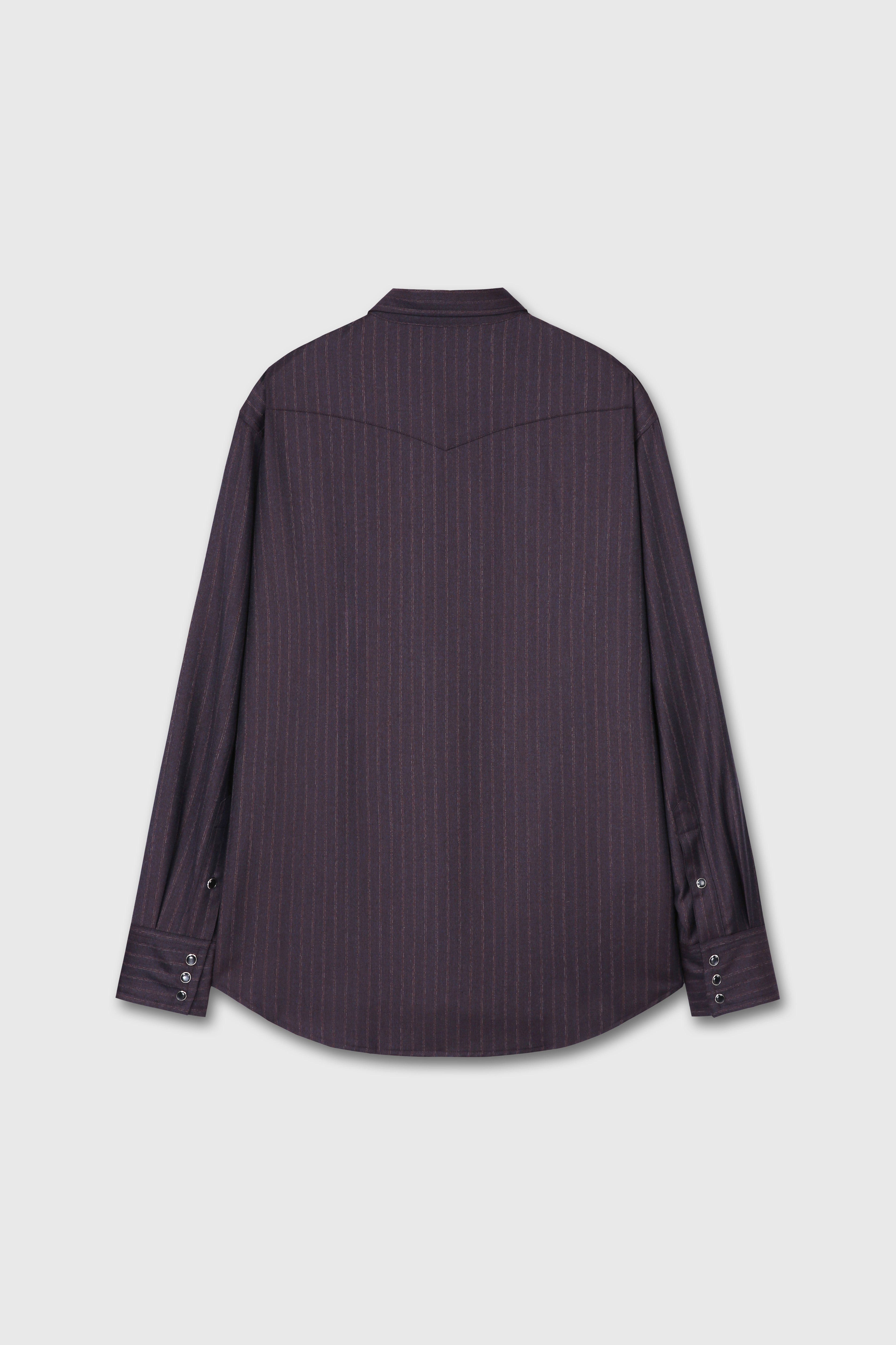 STRIPED WOOL WESTERN SHIRT_ DARK BURGUNDY