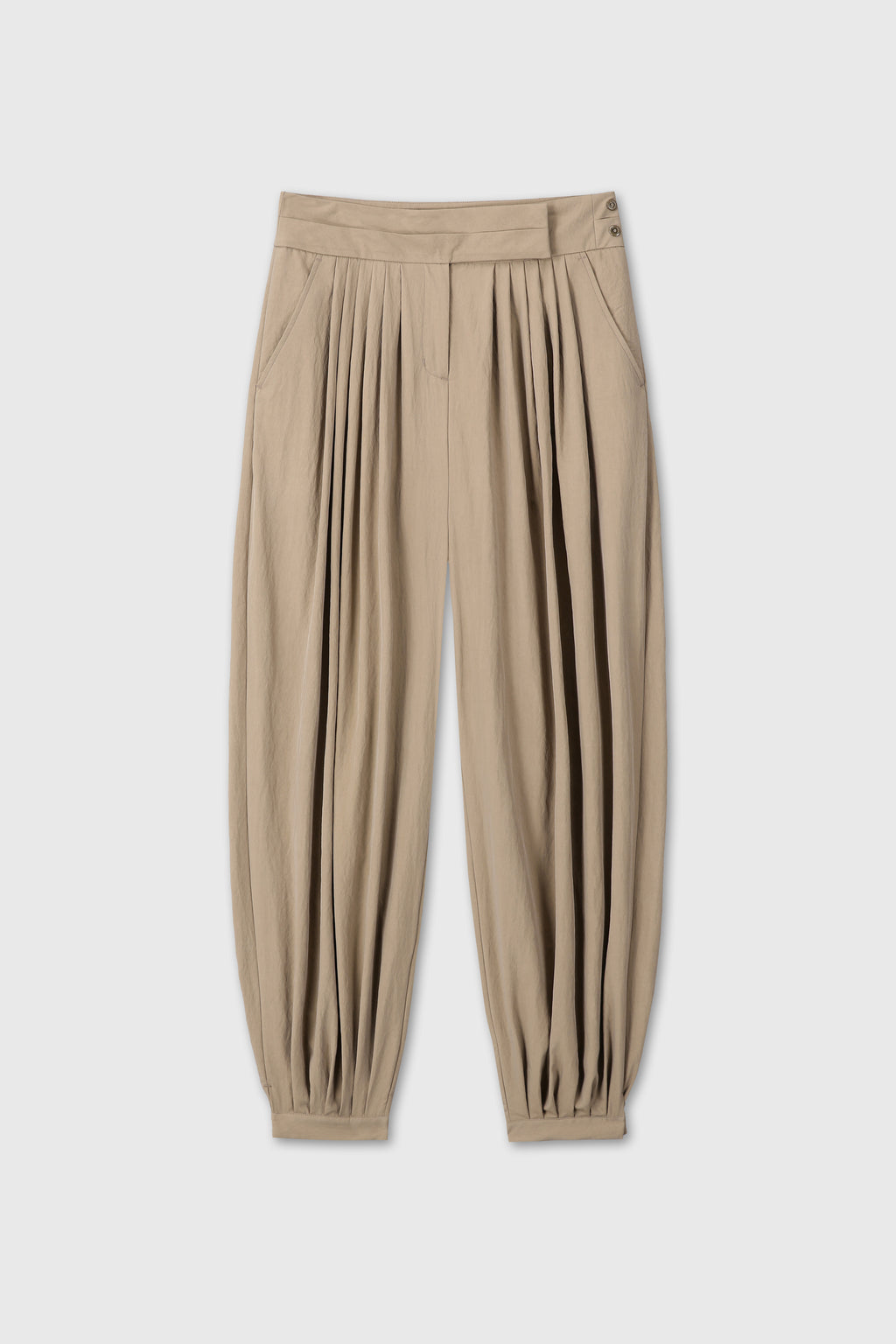 (W) PLEATED VOLUMINOUS PANTS_ BEIGE