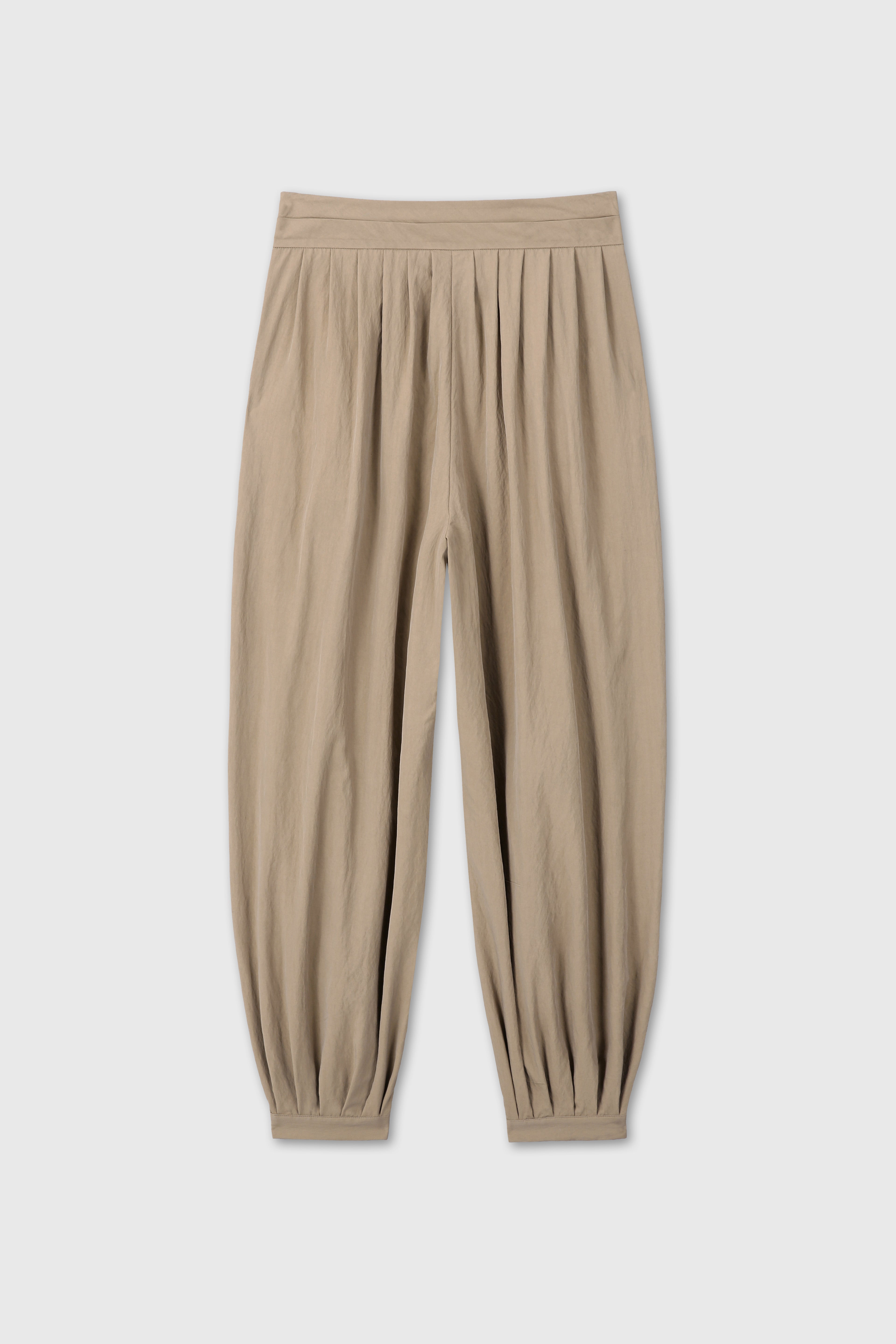 (W) PLEATED VOLUMINOUS PANTS_ BEIGE