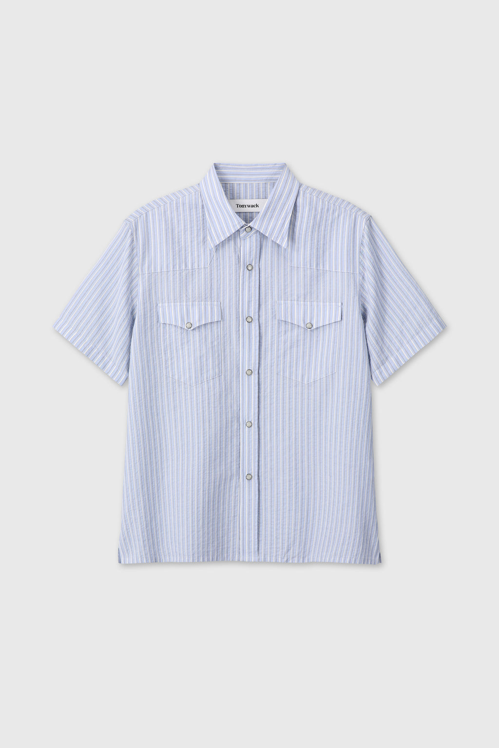 STRIPED COTTON BLEND WESTERN SHIRT_ SKY BLUE