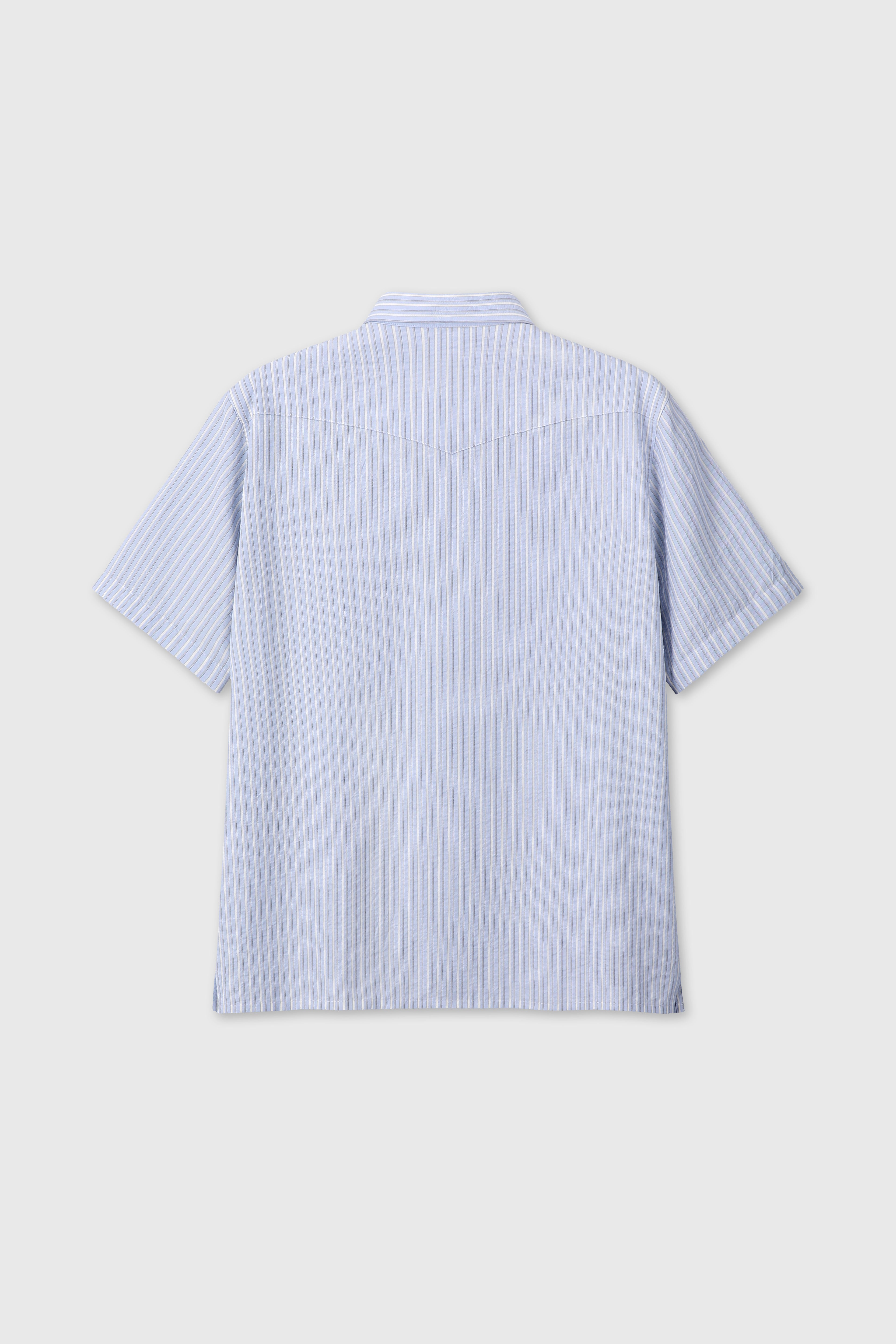 STRIPED COTTON BLEND WESTERN SHIRT_ SKY BLUE