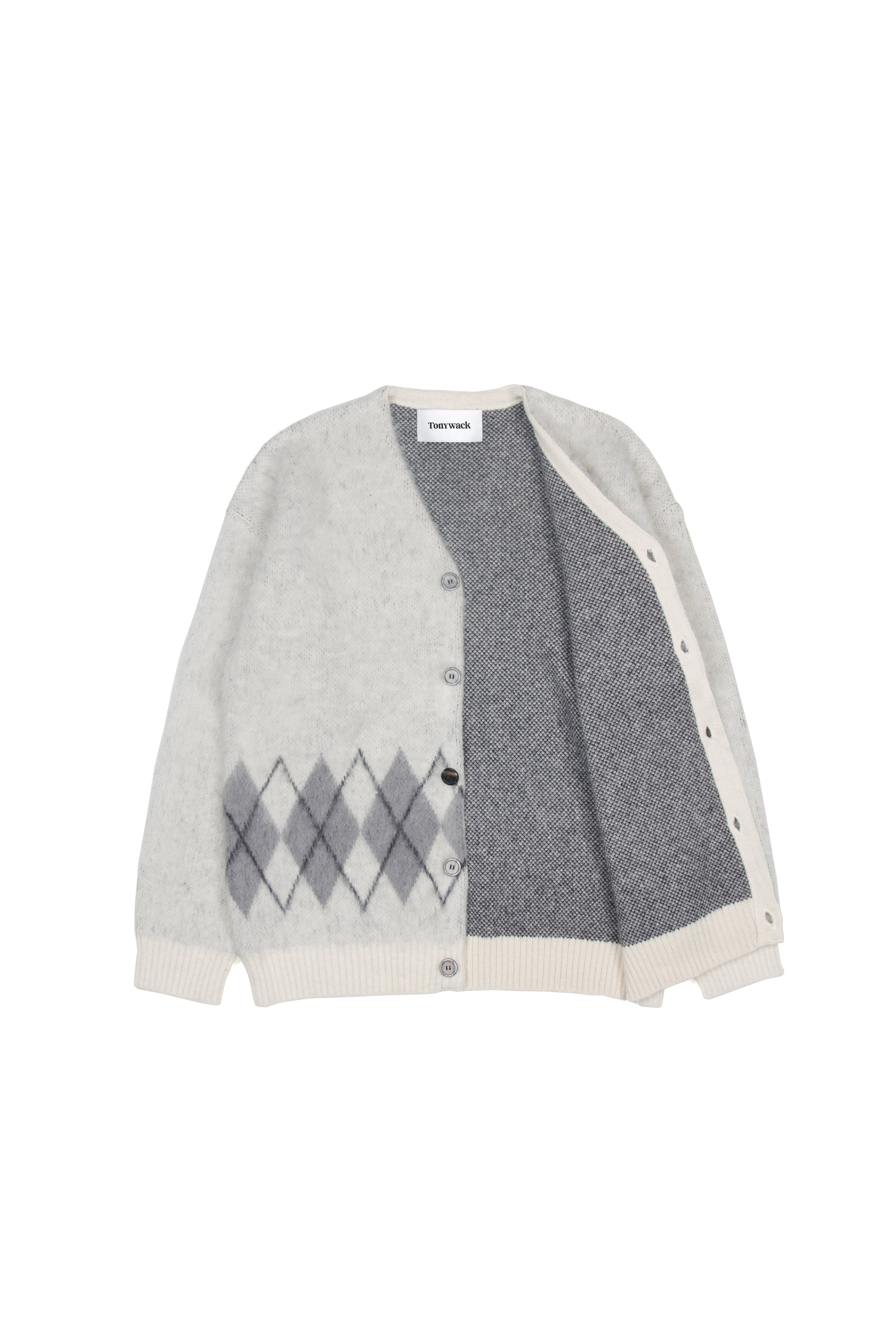 Stiff Mohair Cardigan_ Ecru