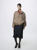 (W) OVERSIZED STAND COLLAR BLOUSON_ SAND