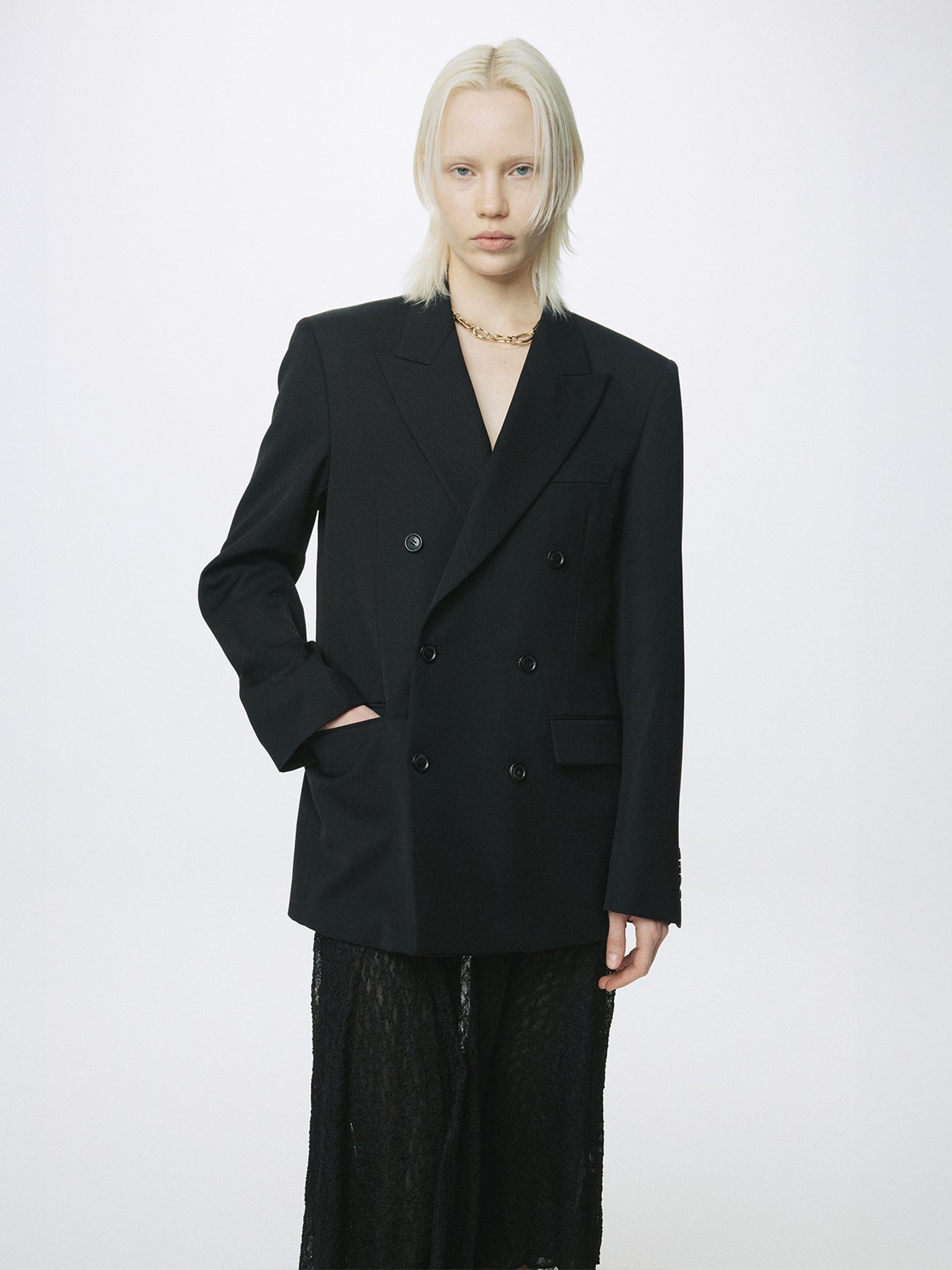 (W) LACE DRAPED SKIRT_ BLACK