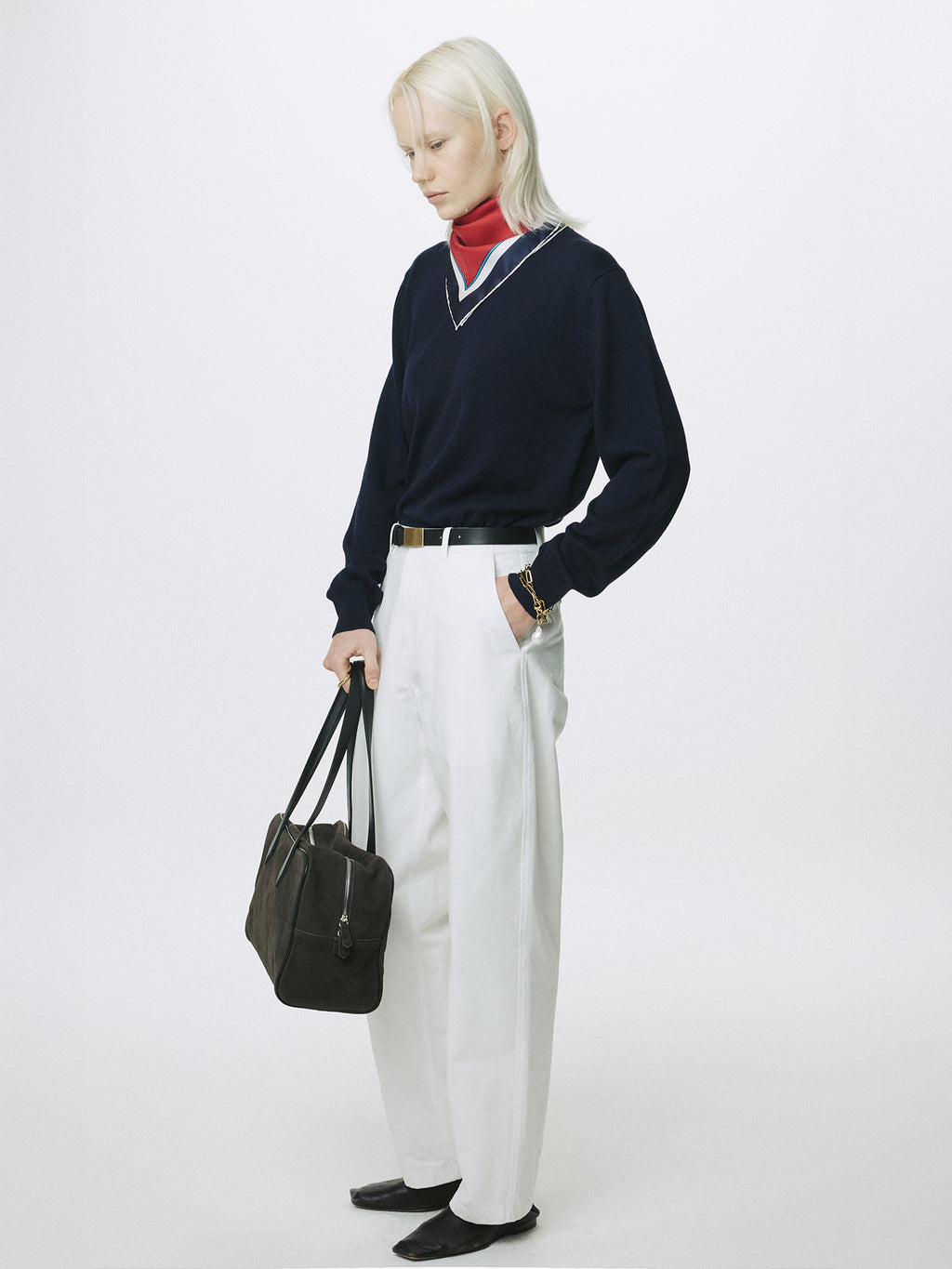 (W) CURVED COTTON CHINO PANTS_ WHITE