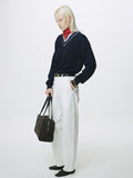 (W) CURVED COTTON CHINO PANTS_ WHITE