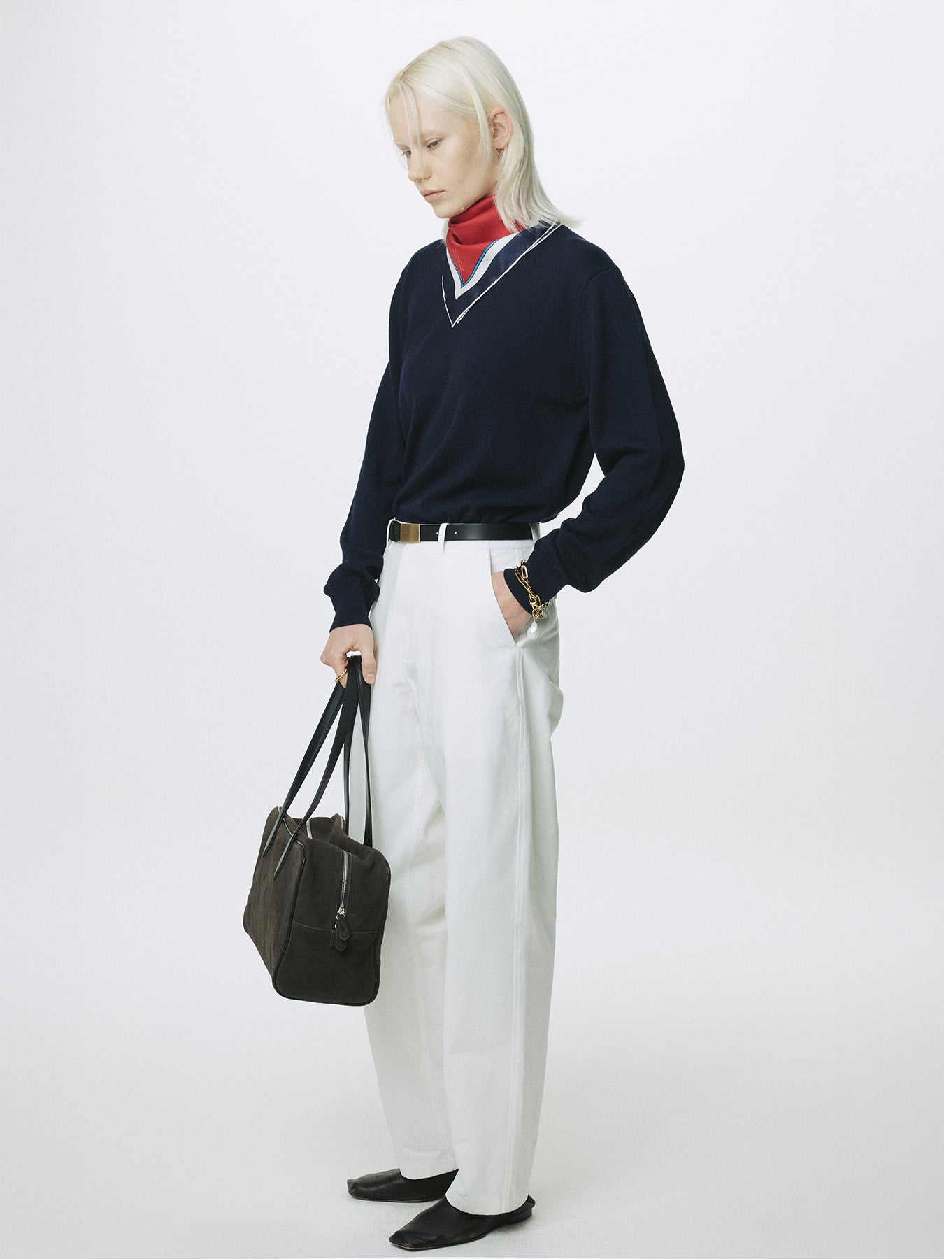 (W) CURVED COTTON CHINO PANTS_ WHITE