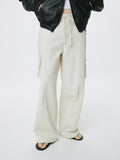 (W) COTTON DRAWSTRING CARGO TROUSERS_ IVORY