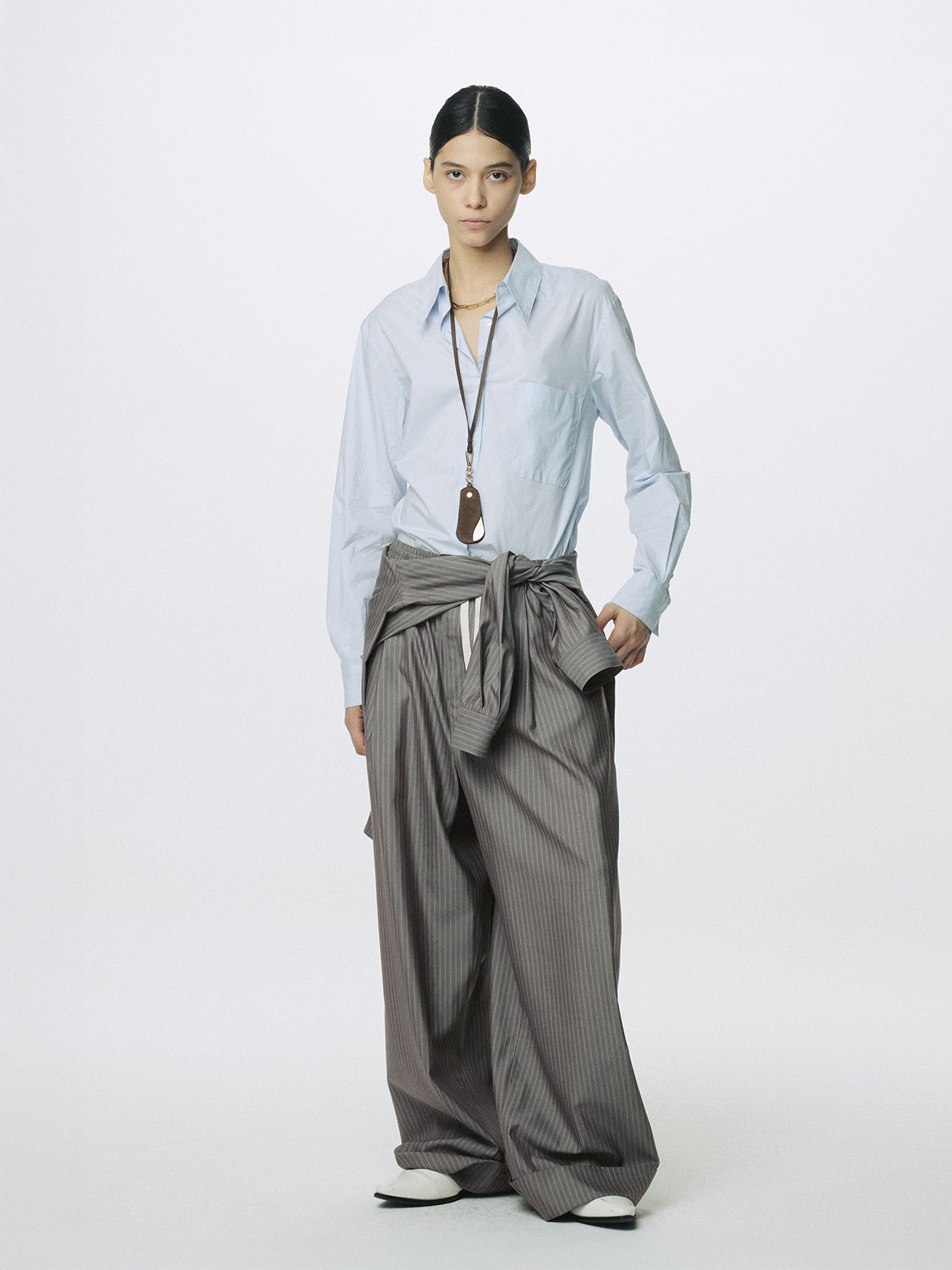 (W) COTTON HIGH-DENSITY SHIRT_ SKY BLUE