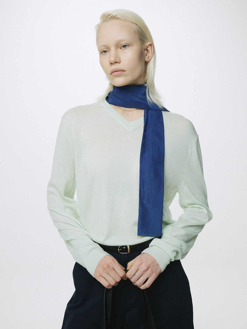 (W) AIRY CASHMERE V-NECK_ MINT
