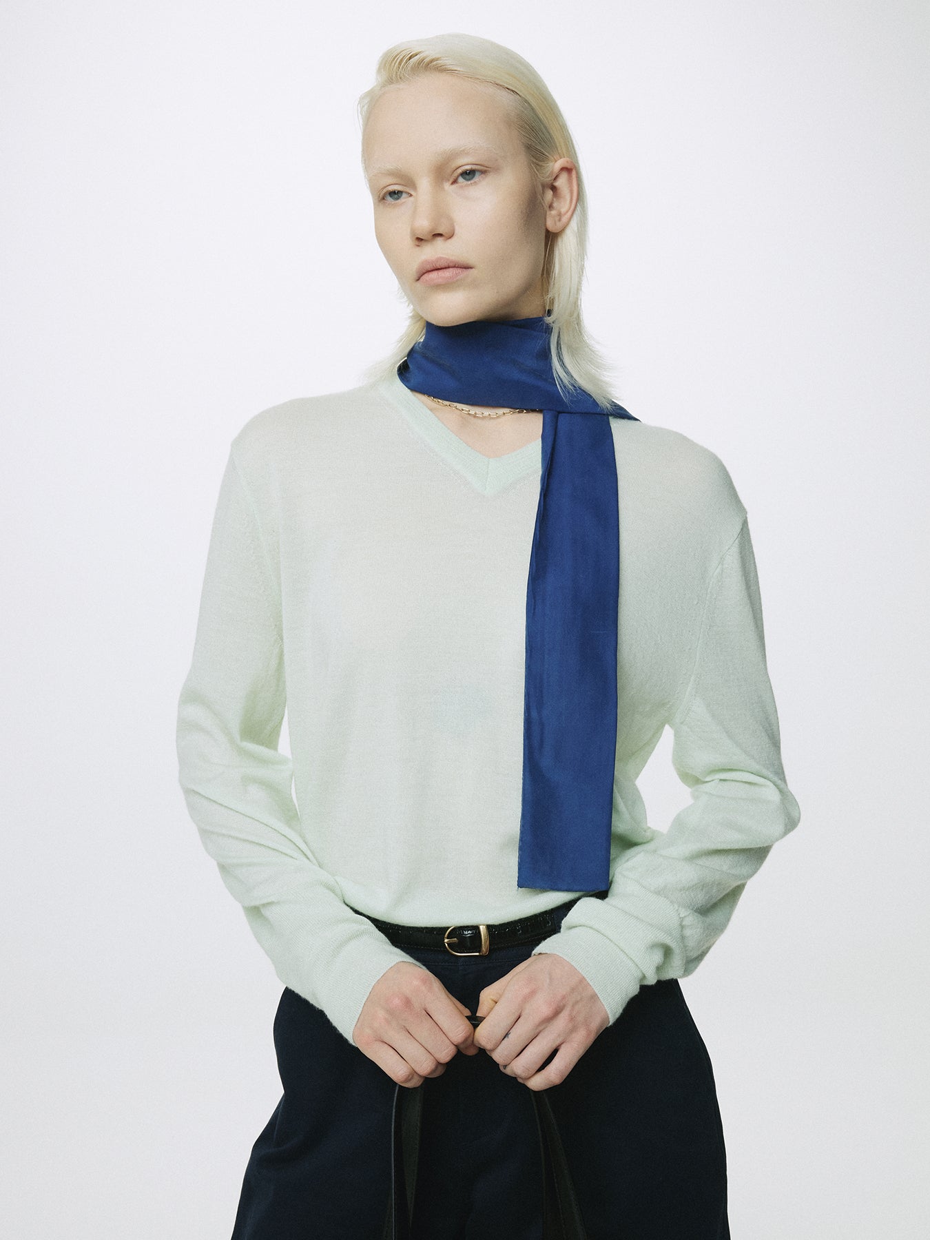 (W) AIRY CASHMERE V-NECK_ MINT