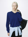 (W) AIRY CASHMERE V-NECK_ BLUE