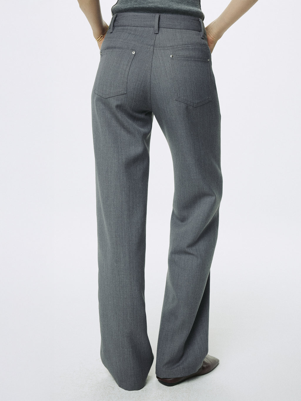 (W) WOOL 5 POCKET STRAIGHT PANTS_ LIGHT GREY