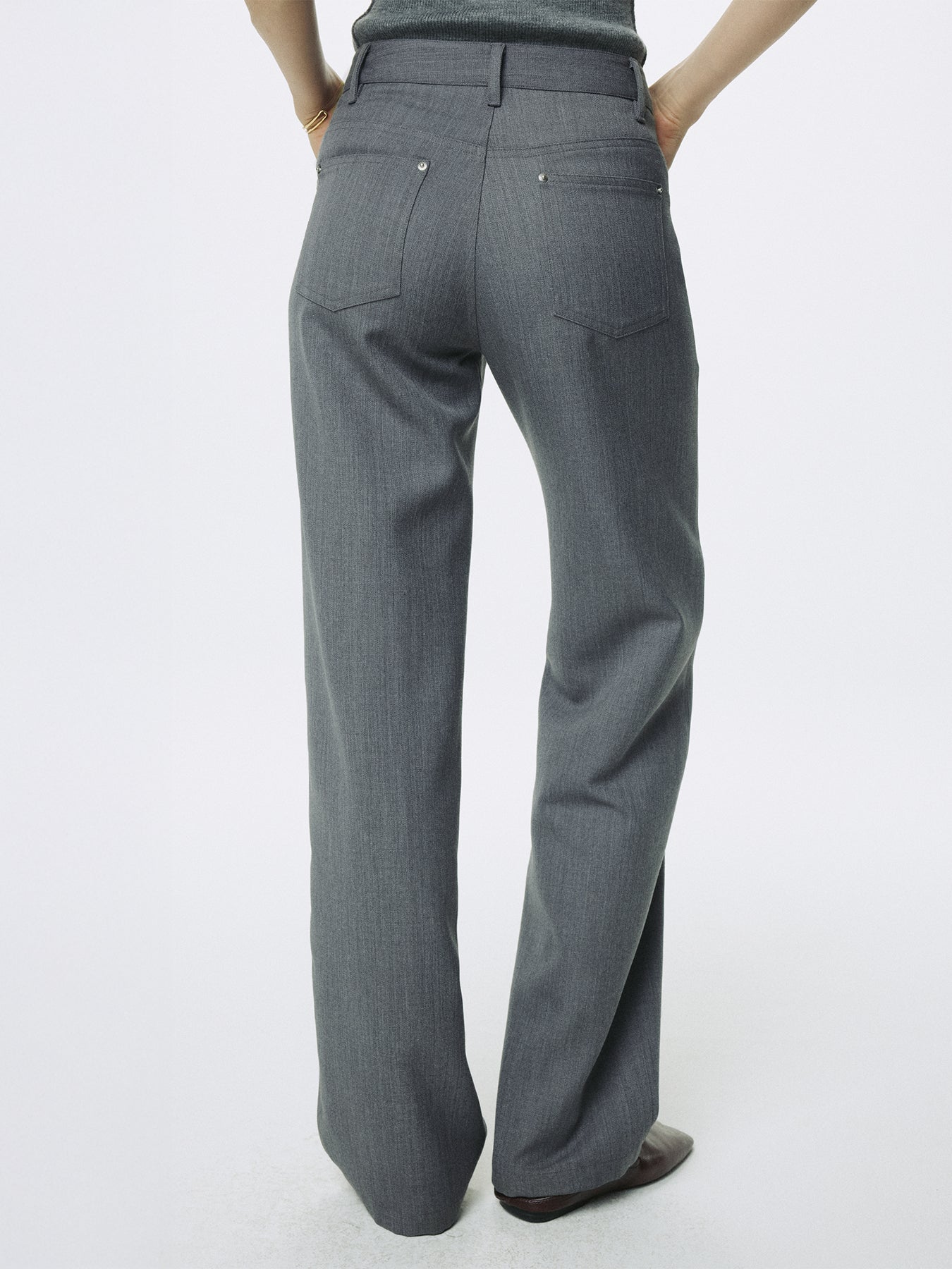 (W) WOOL 5 POCKET STRAIGHT PANTS_ LIGHT GREY