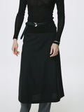 (W) WOOL MIDI SKIRT_ BLACK