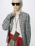 (W) RAW-CUT COTTON CHECK SHIRT_ BLACK CHECK