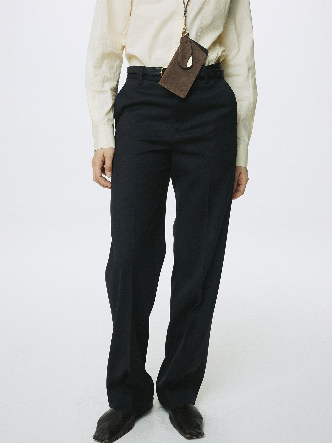 (W) WOOL TAILORED STRAIGHT TROUSERS_ MIDNIGHT
