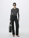 (W) WOOL 5 POCKET STRAIGHT PANTS_ DARK CHARCOAL