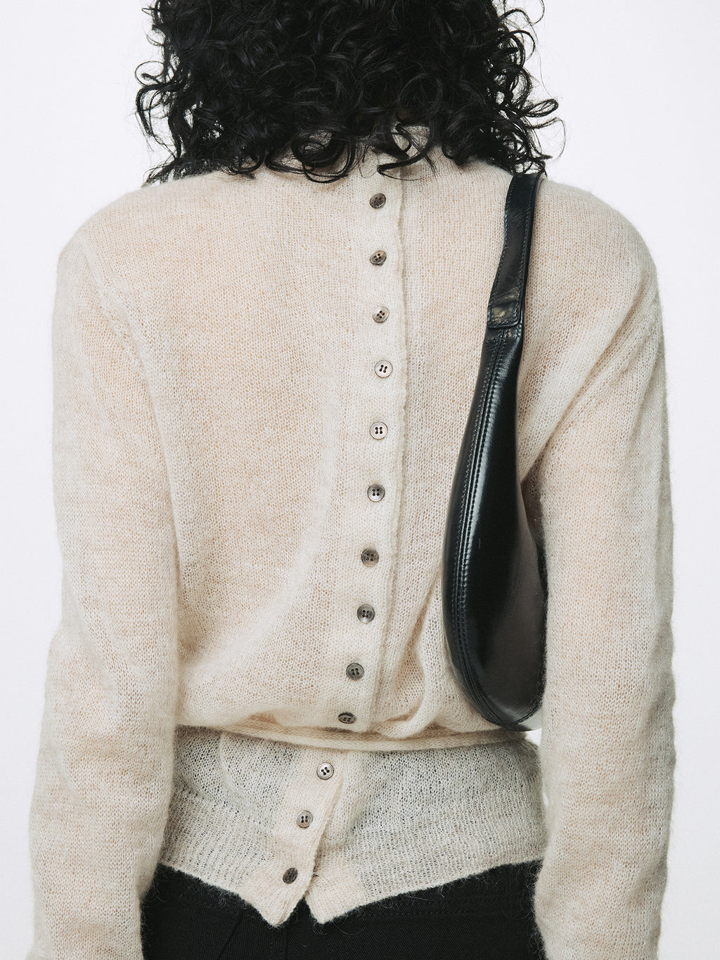 (W) MOHAIR HALF-NECK CARDIGAN_ ECRU